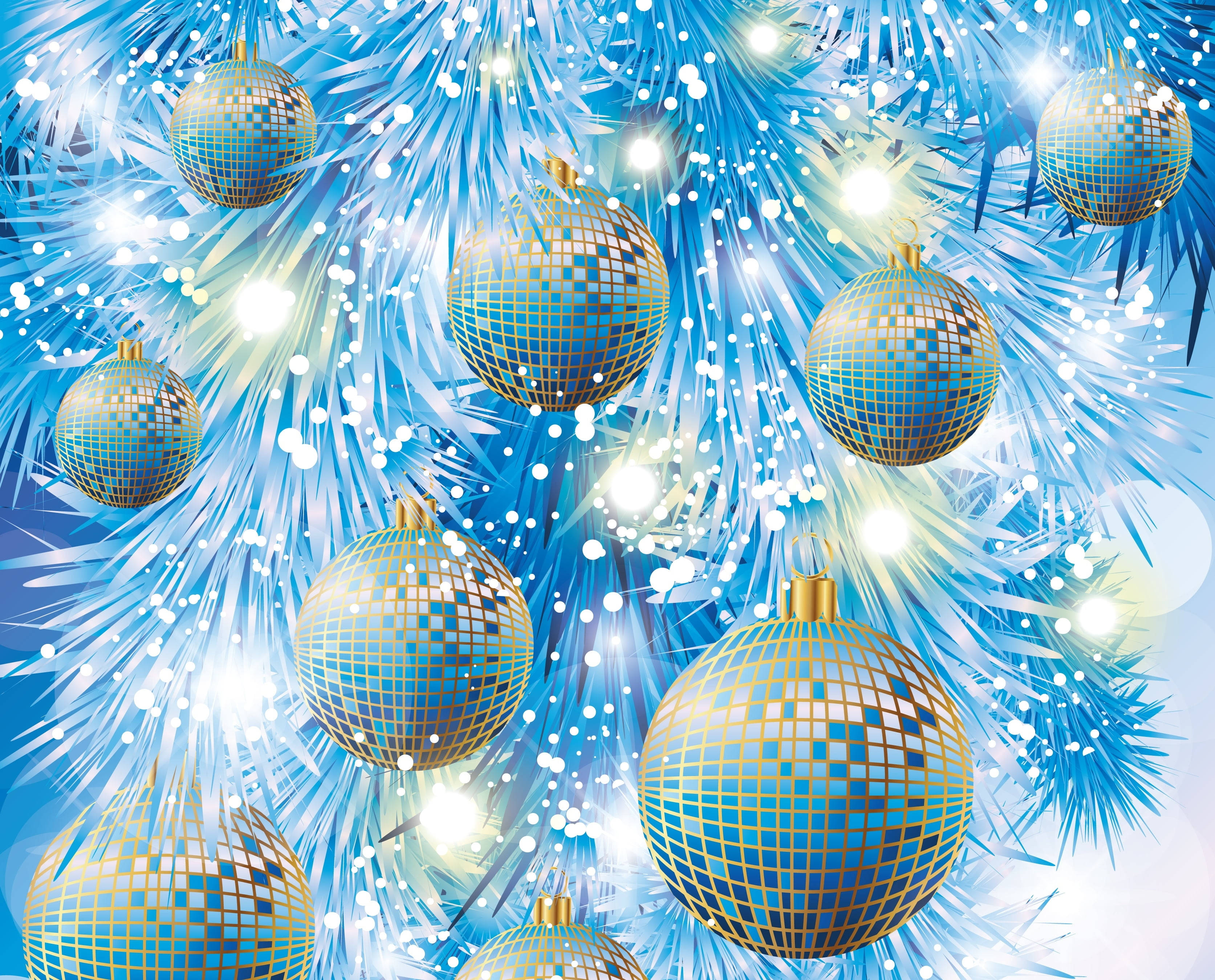 Esferas navideñas azules brillo espejo Fondos de pantalla