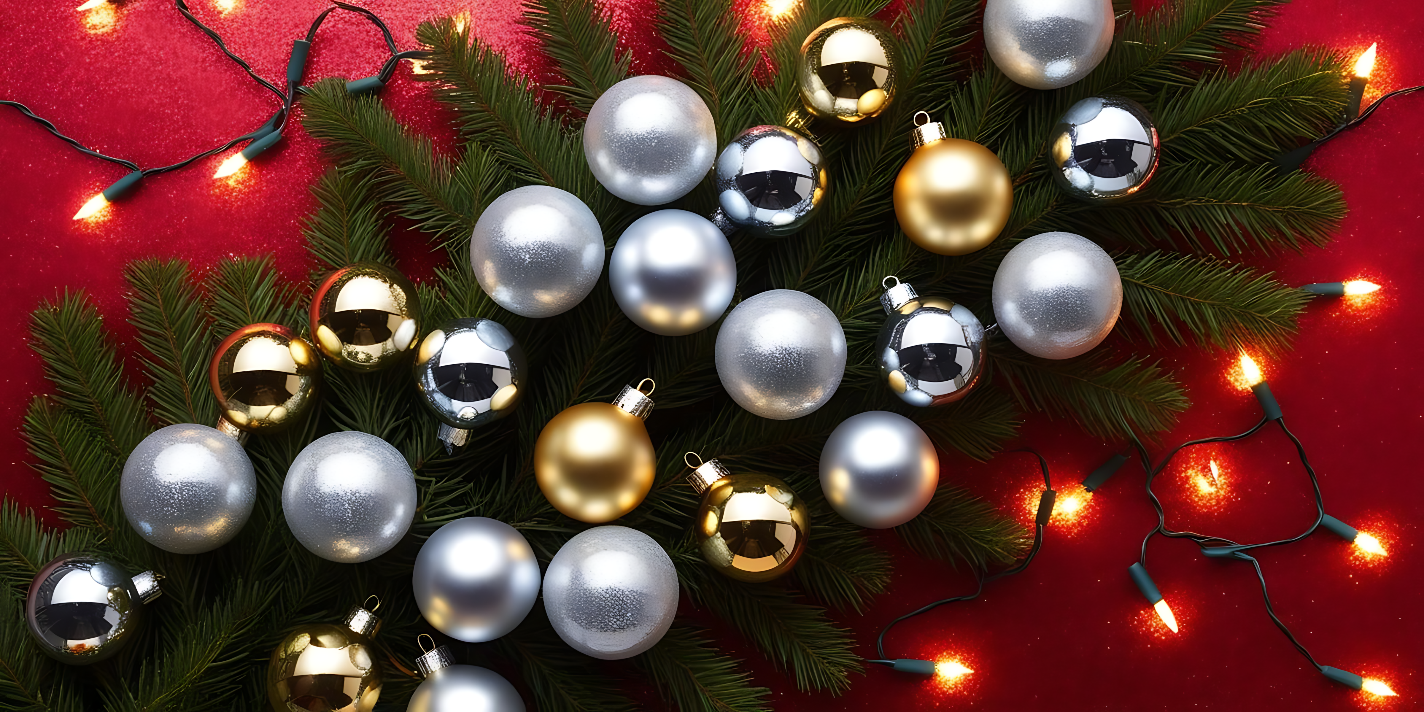 Esferas navideñas rojas y plateadas Fondos de pantalla