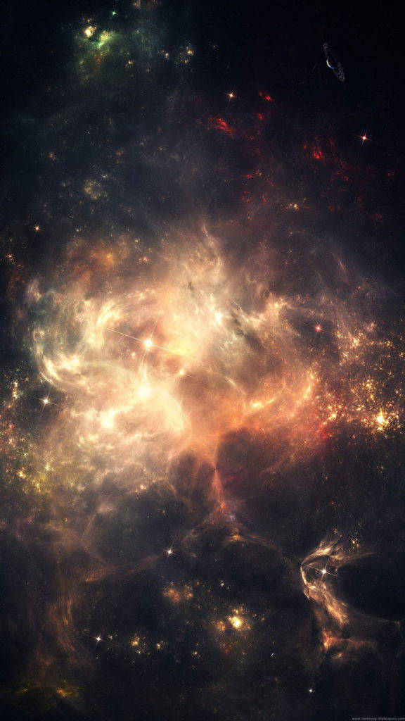 Espacio Nebuloso de Nubes Doradas para iPhone Fondos de pantalla