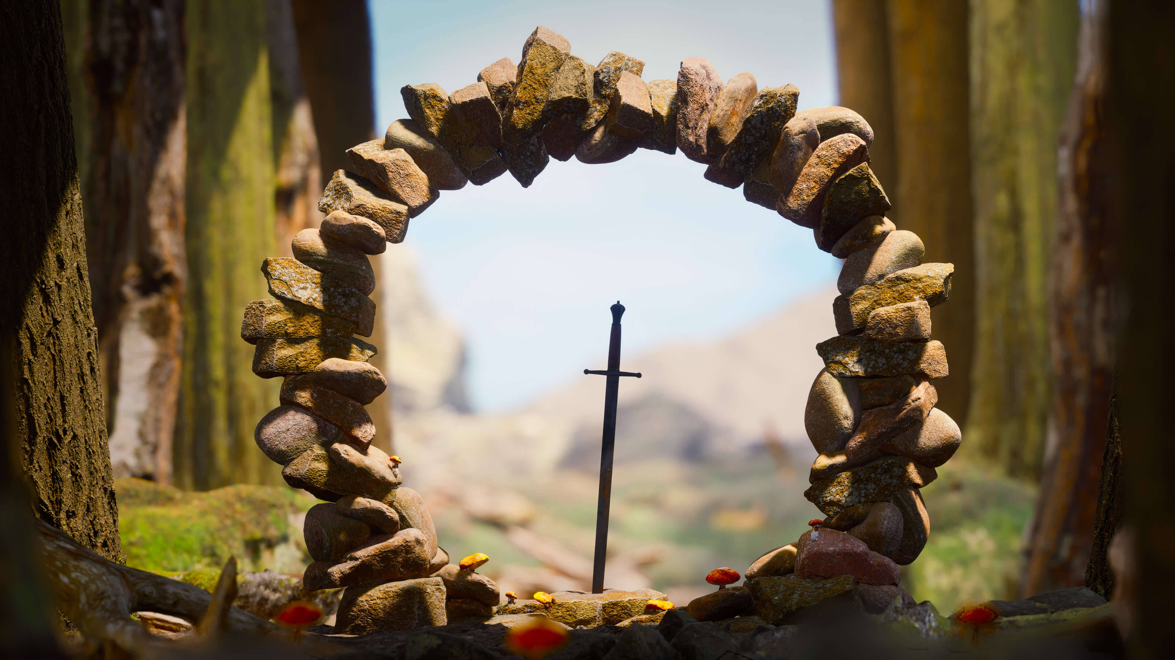 Espada en Anillo de Arco de Piedra Fondos de pantalla