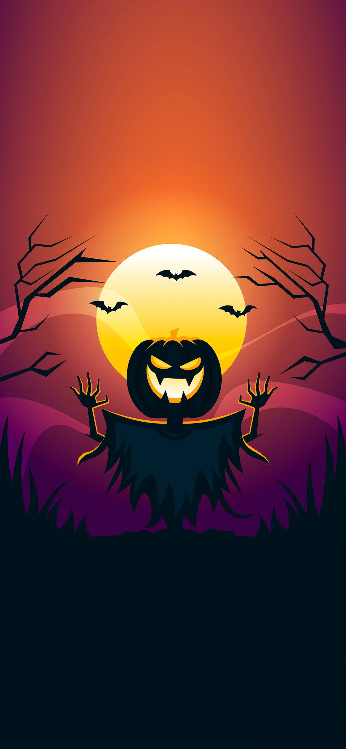 Espantapájaros Luna Llena Halloween iPhone Fondos de pantalla