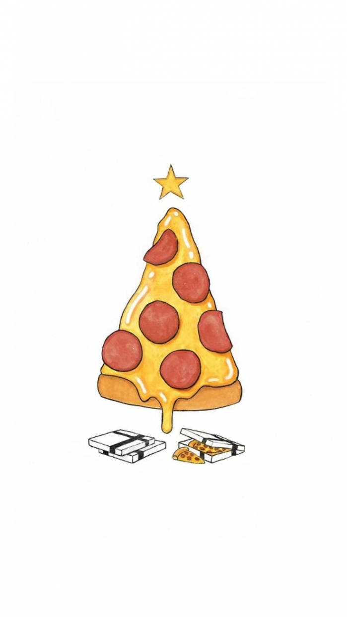 Especial navideño - peculiar árbol de pizza para tu iPhone Fondos de pantalla