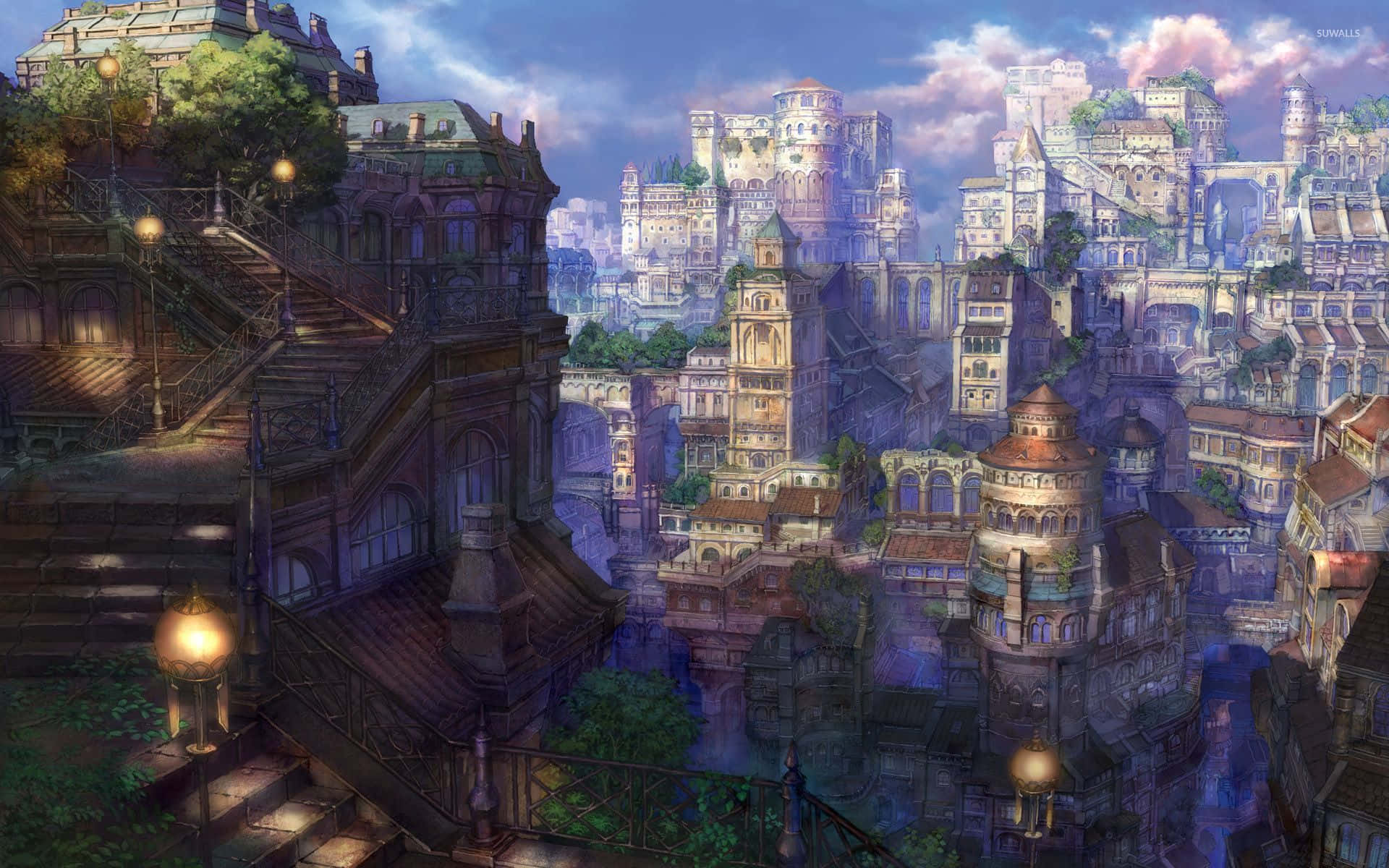 Espectacular horizonte de una vibrante Ciudad Anime Fondos de pantalla