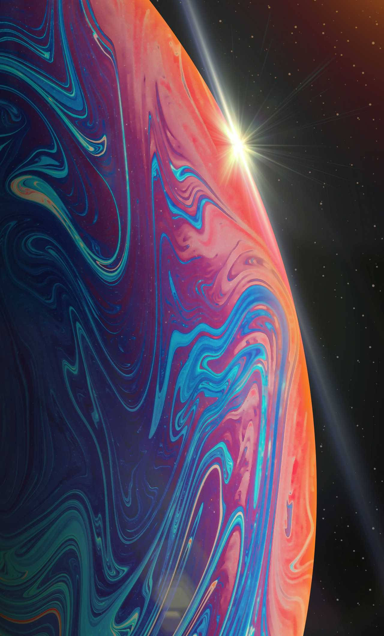 Espectacular iPhone 13 Pro con tema de planeta púrpura y naranja Fondos de pantalla
