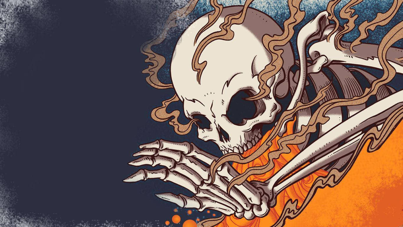 Esqueleto Ardiente Estética Indie para Laptop Fondos de pantalla