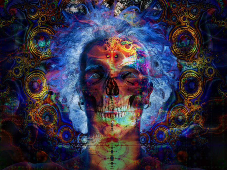 Esqueleto Oscuro Psicodélico con Anillos Fondos de pantalla