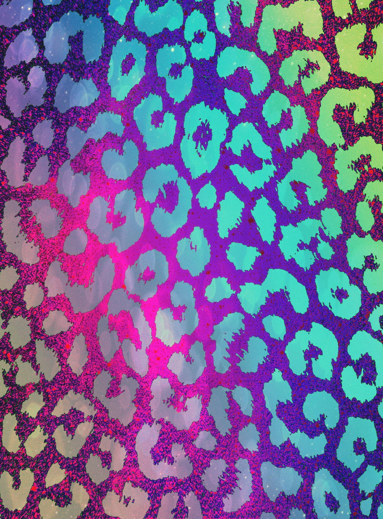 Estampado de leopardo lindo en colores neón Fondos de pantalla
