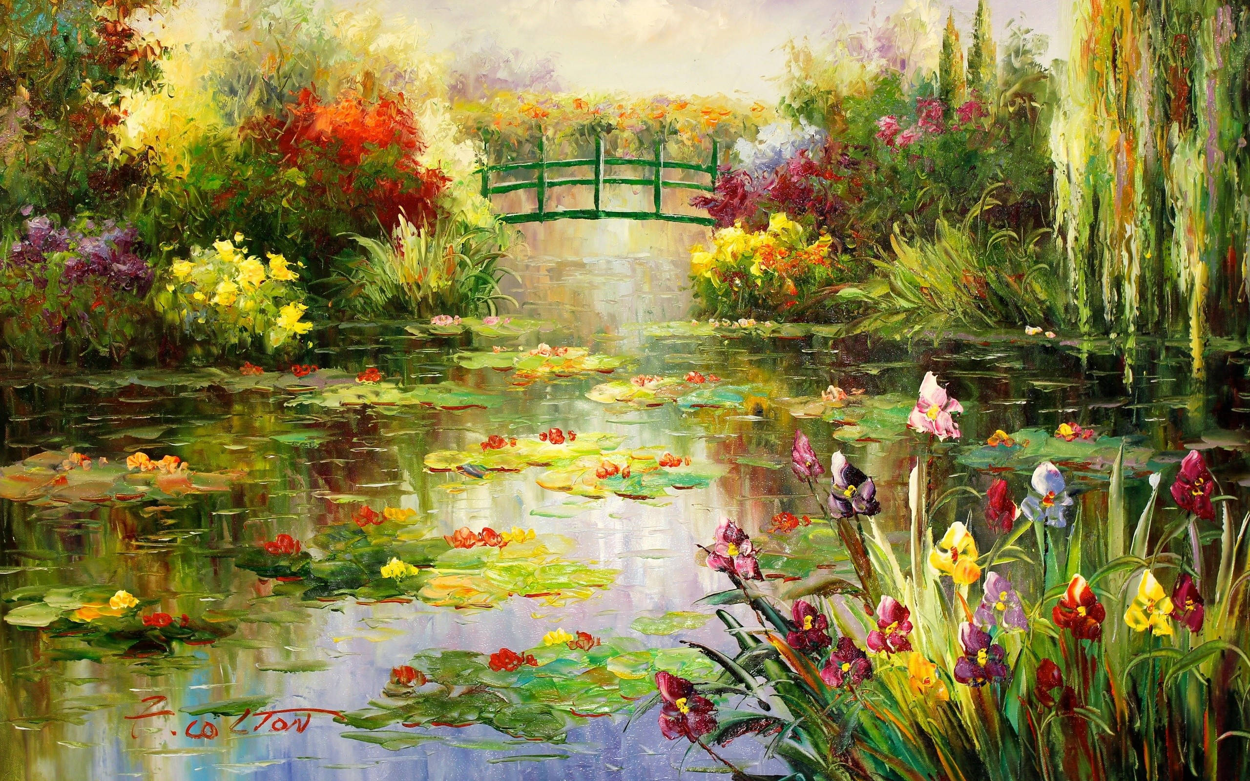 Estanque de Flores con Estética Artística Fondos de pantalla