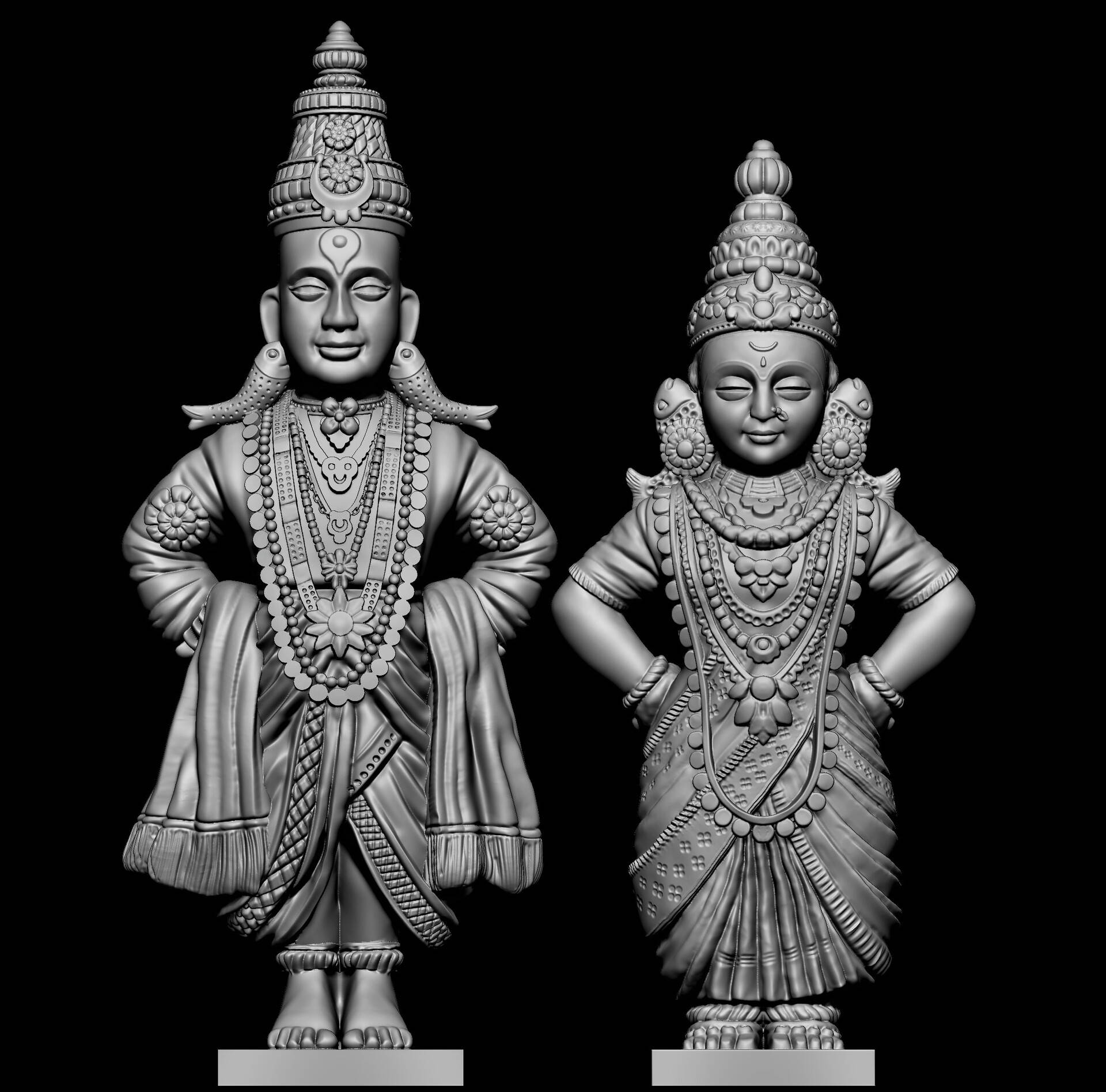 Estatuas 3D de Vitthal y Rukmini Fondos de pantalla