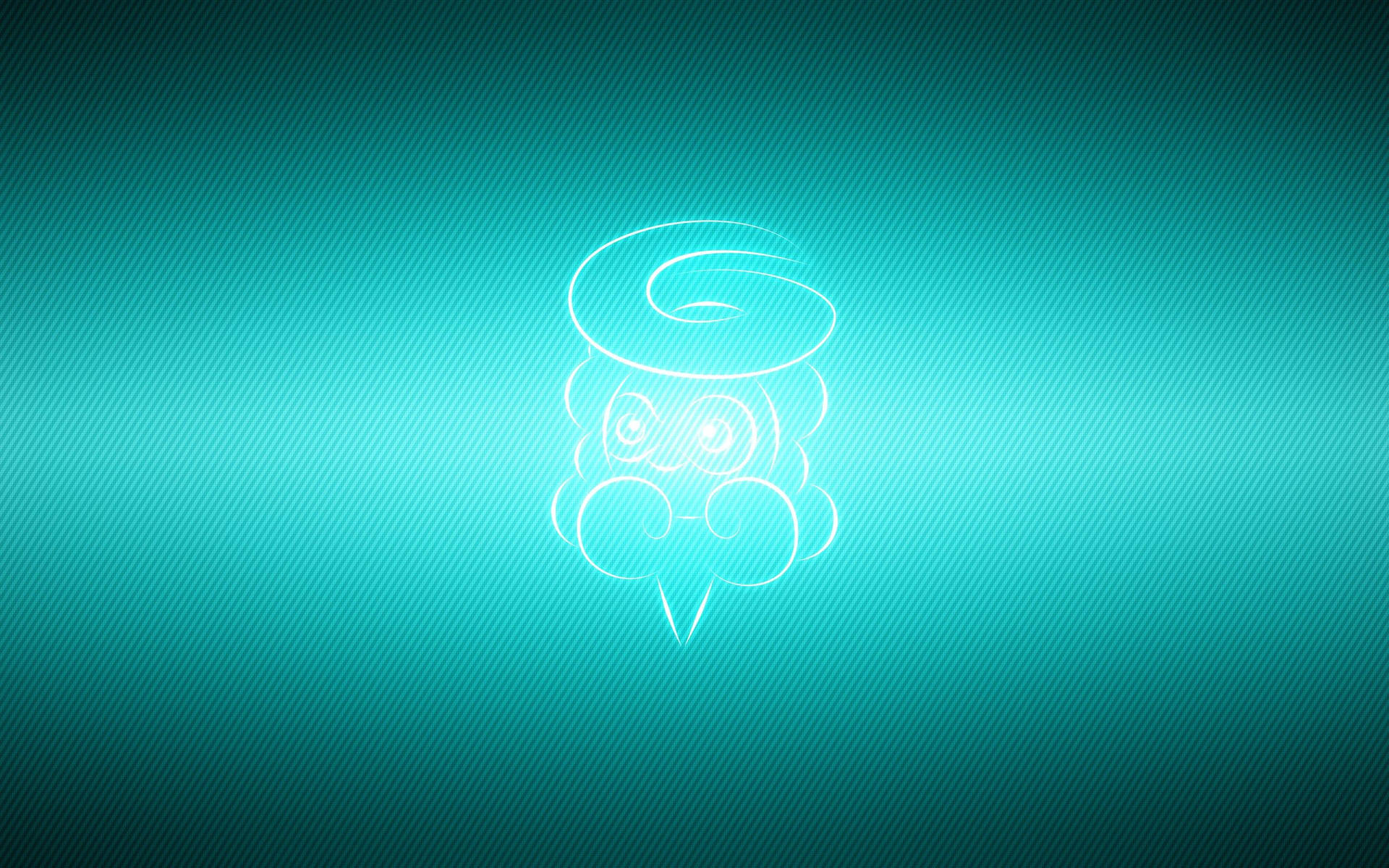 Fanart neón azul del Pokémon Castform en su forma de nieve para fondo de pantalla.