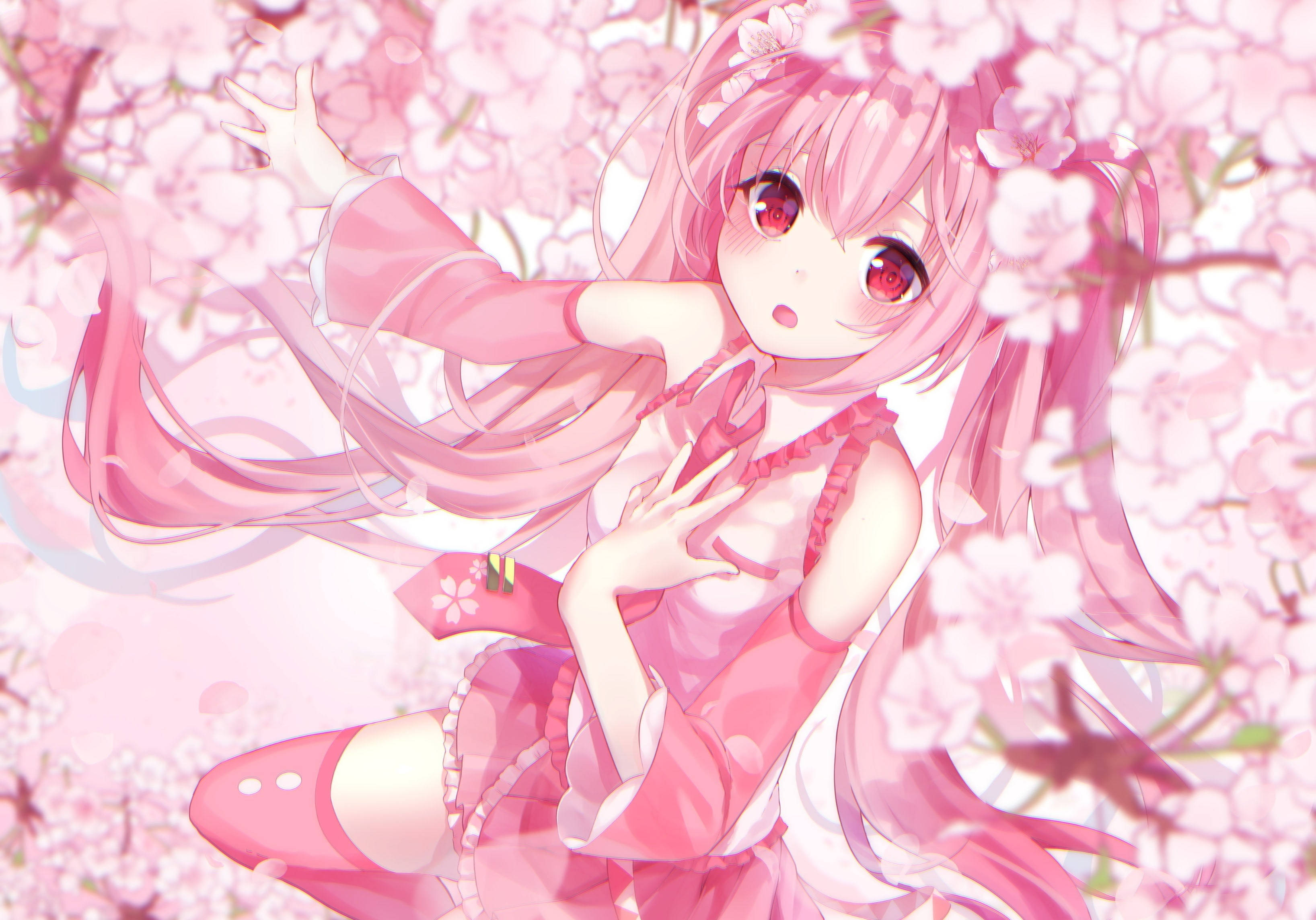 Estética Anime Rosa Floral Fondos de pantalla