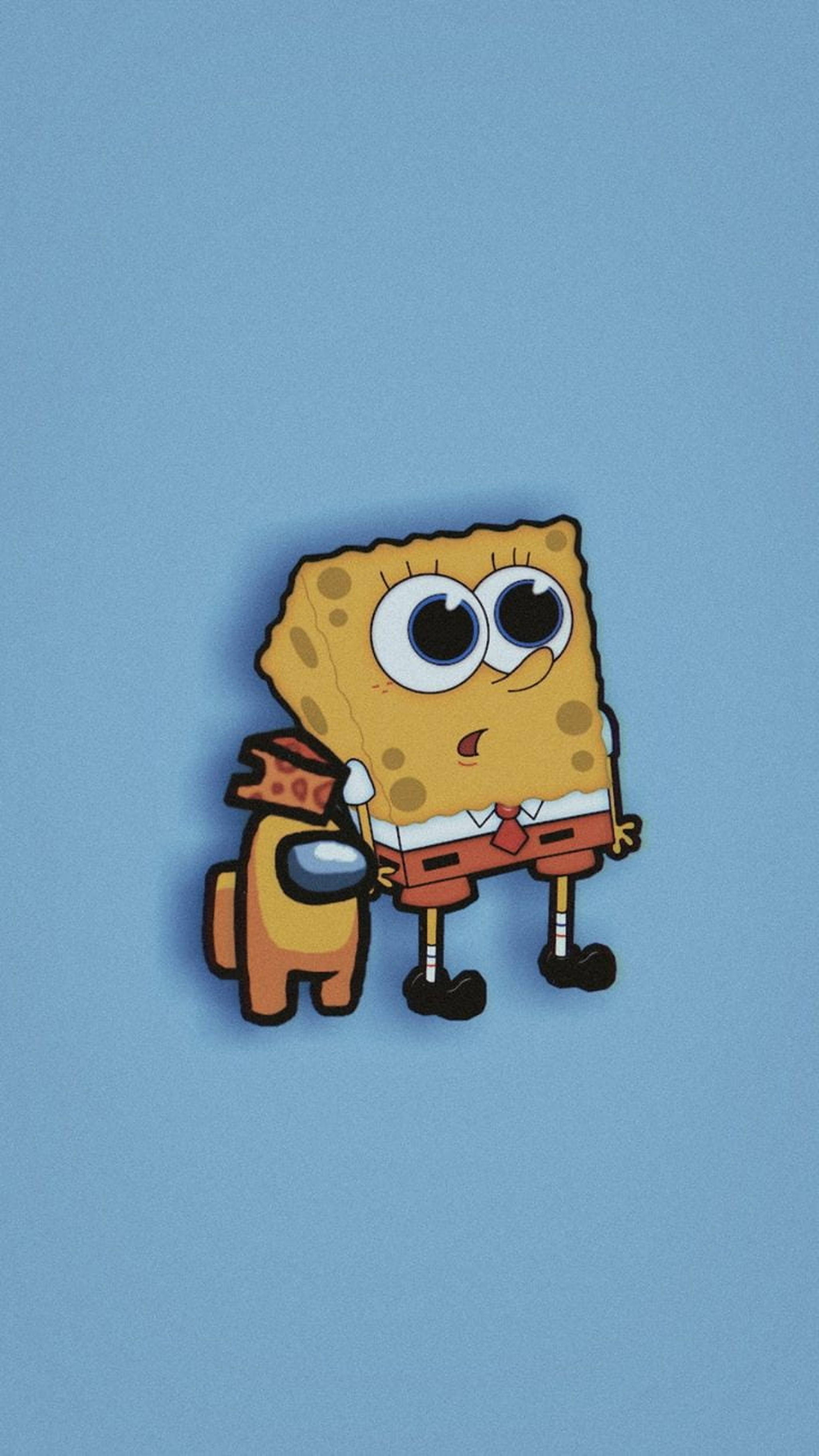 Estética de Among US con Bob Esponja Fondos de pantalla
