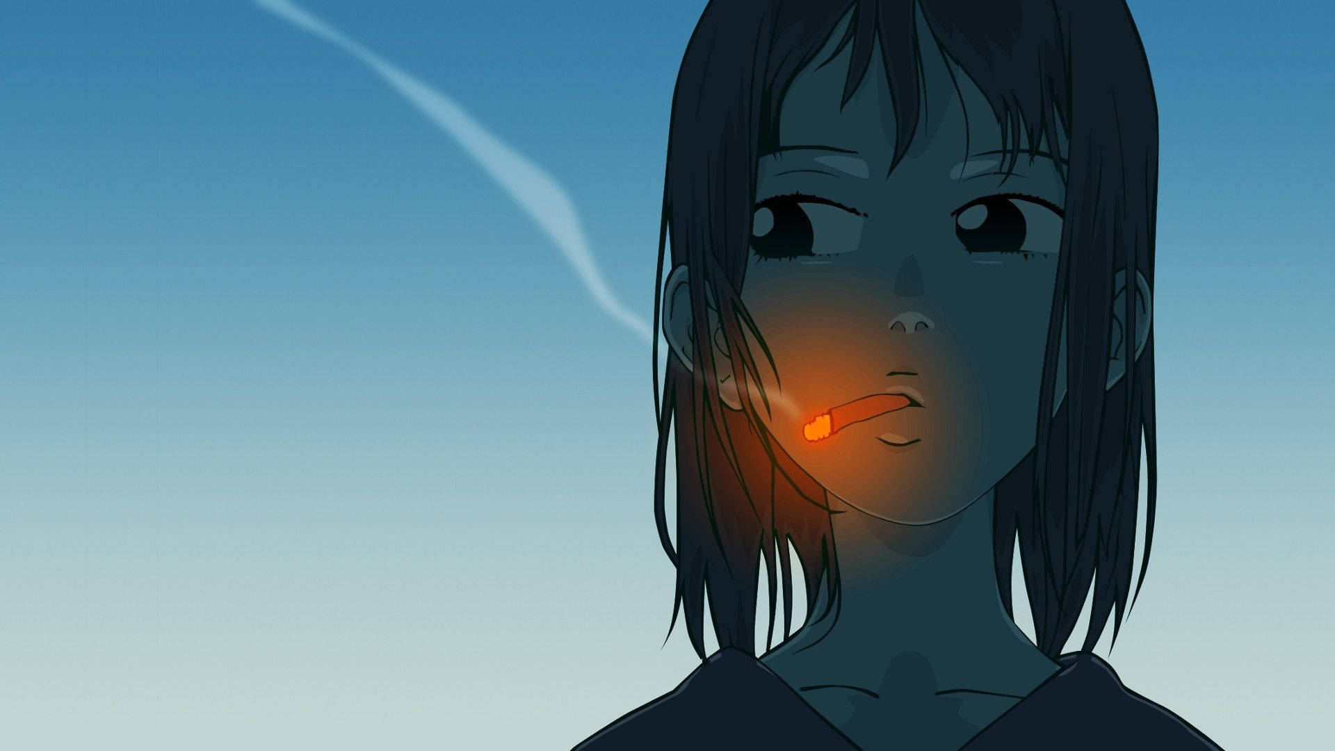Estética de Anime Triste fumando Fondos de pantalla