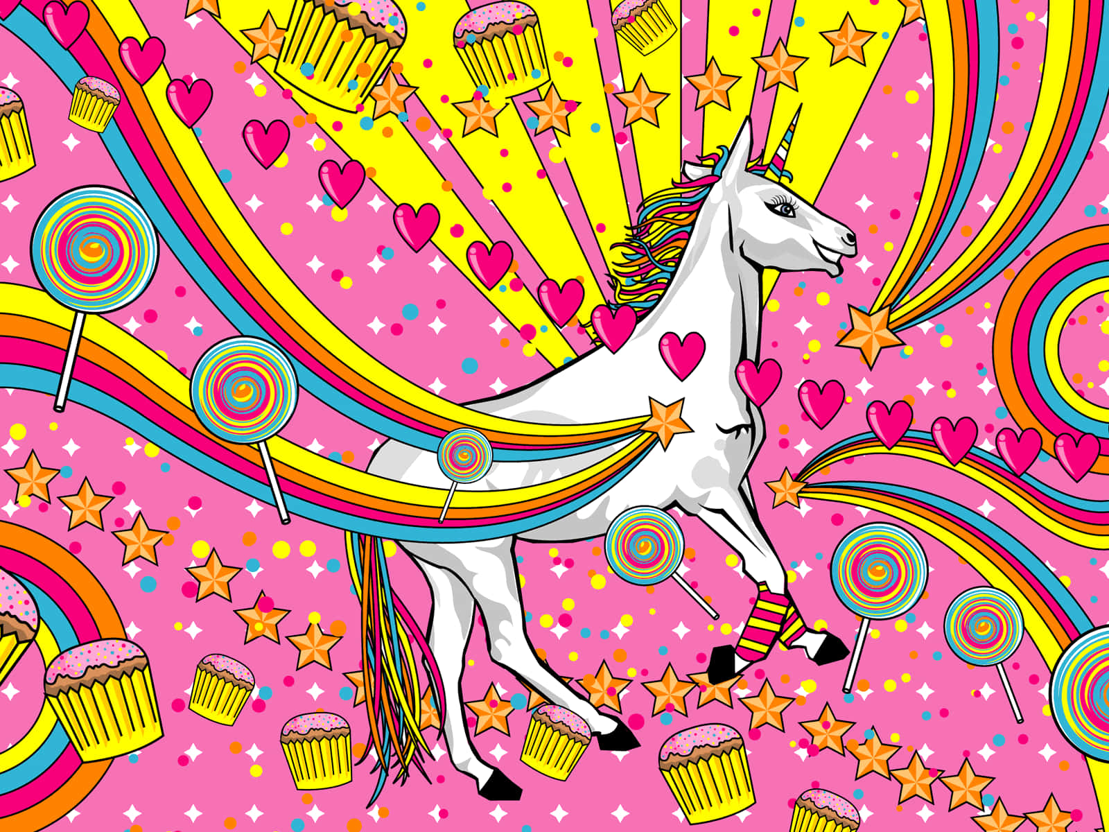 Estética de Arcoíris, Cupcakes y Unicornio Fondos de pantalla