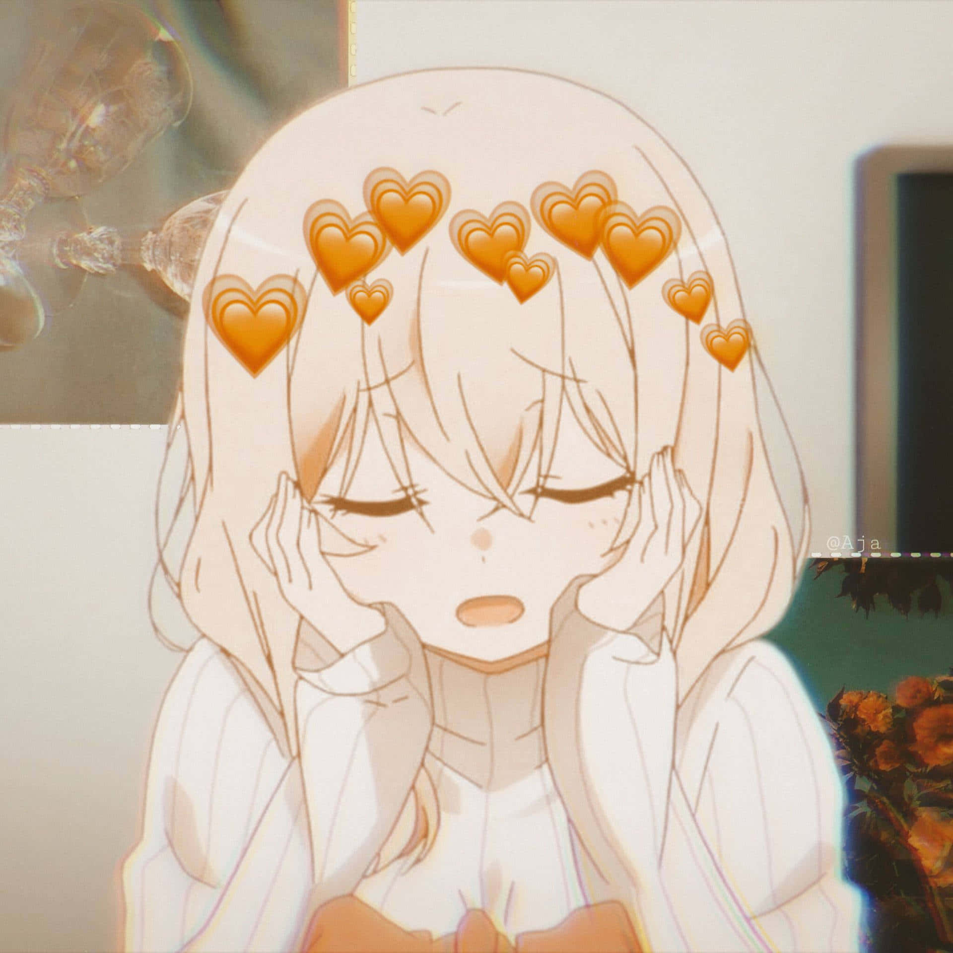 Estética de corazones naranjas para foto de perfil anime Fondos de pantalla