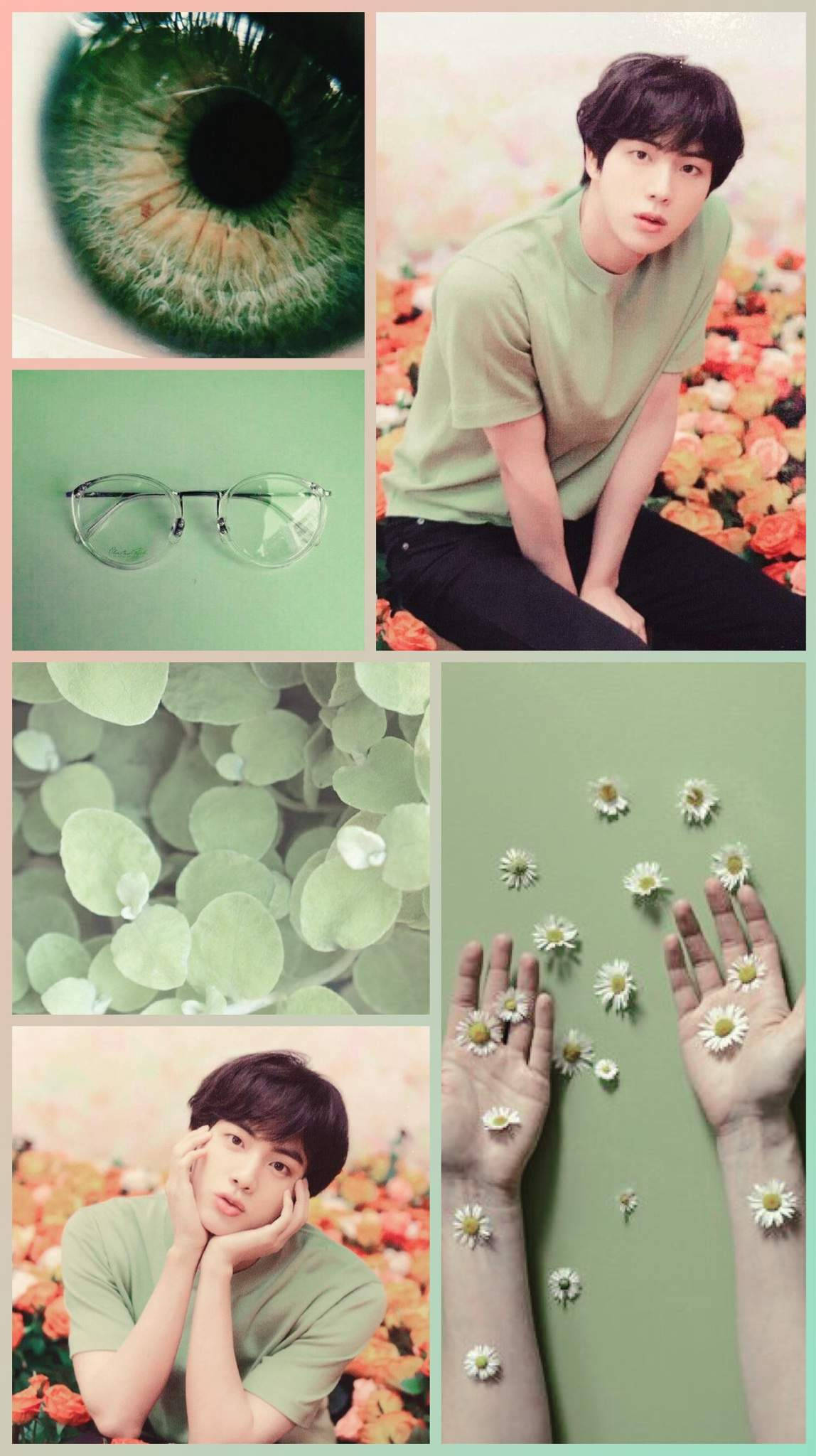 Estética de Jin de BTS en verde claro Fondos de pantalla