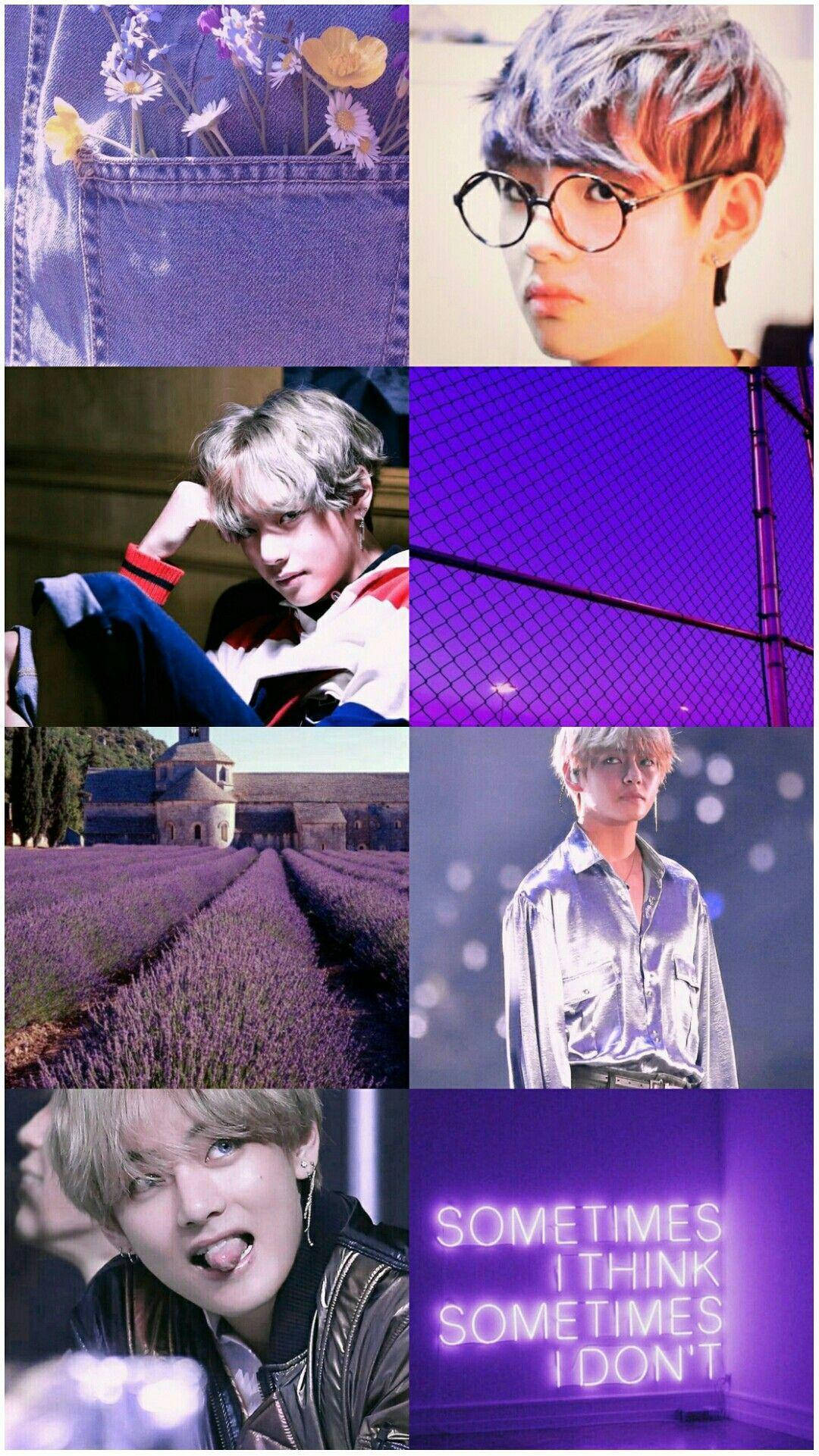 Estética de luz púrpura del miembro V de BTS Fondos de pantalla