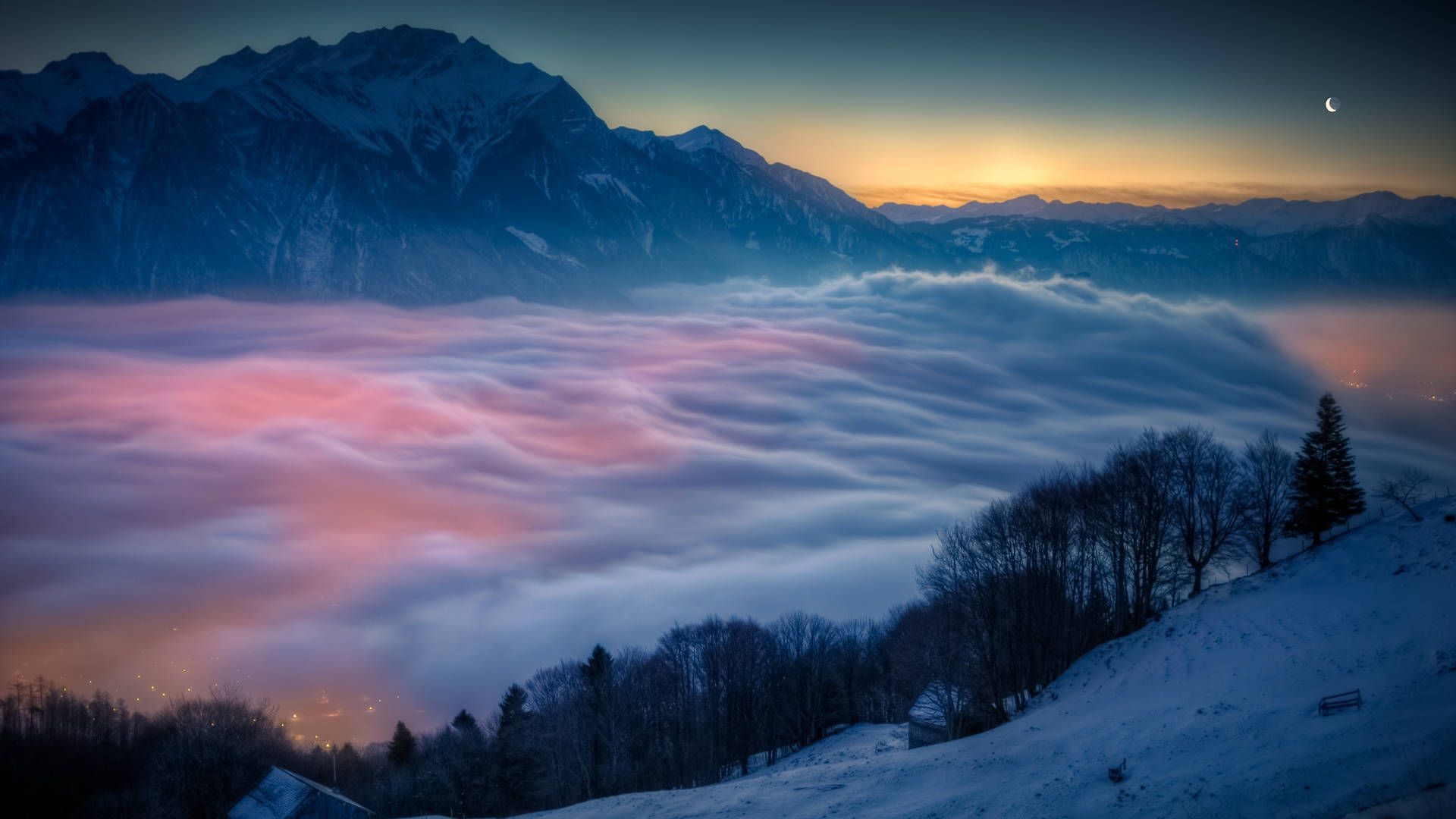 Estética de Nubes Ondulantes Invernal Fondos de pantalla