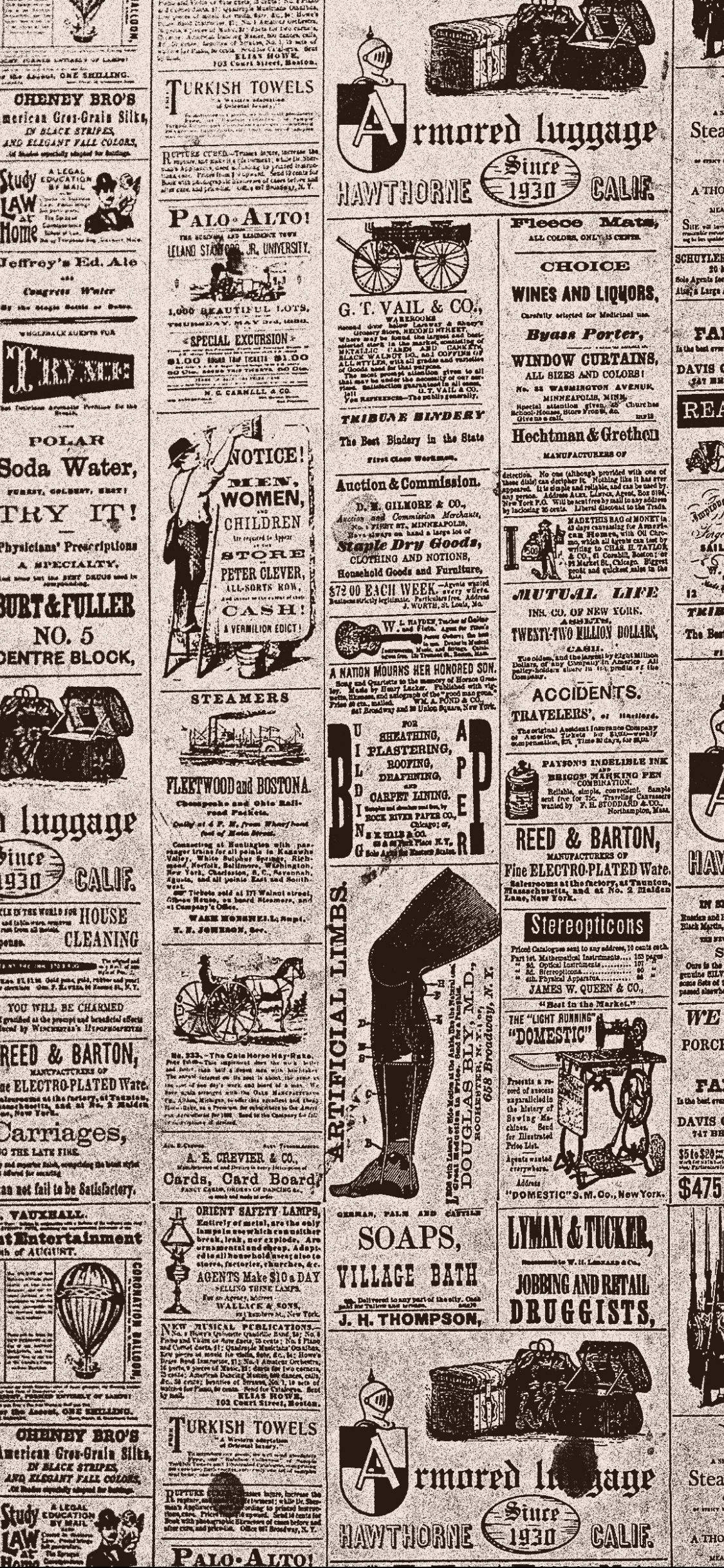 Estética de Periódico Vintage con Anuncios Antiguos Fondos de pantalla