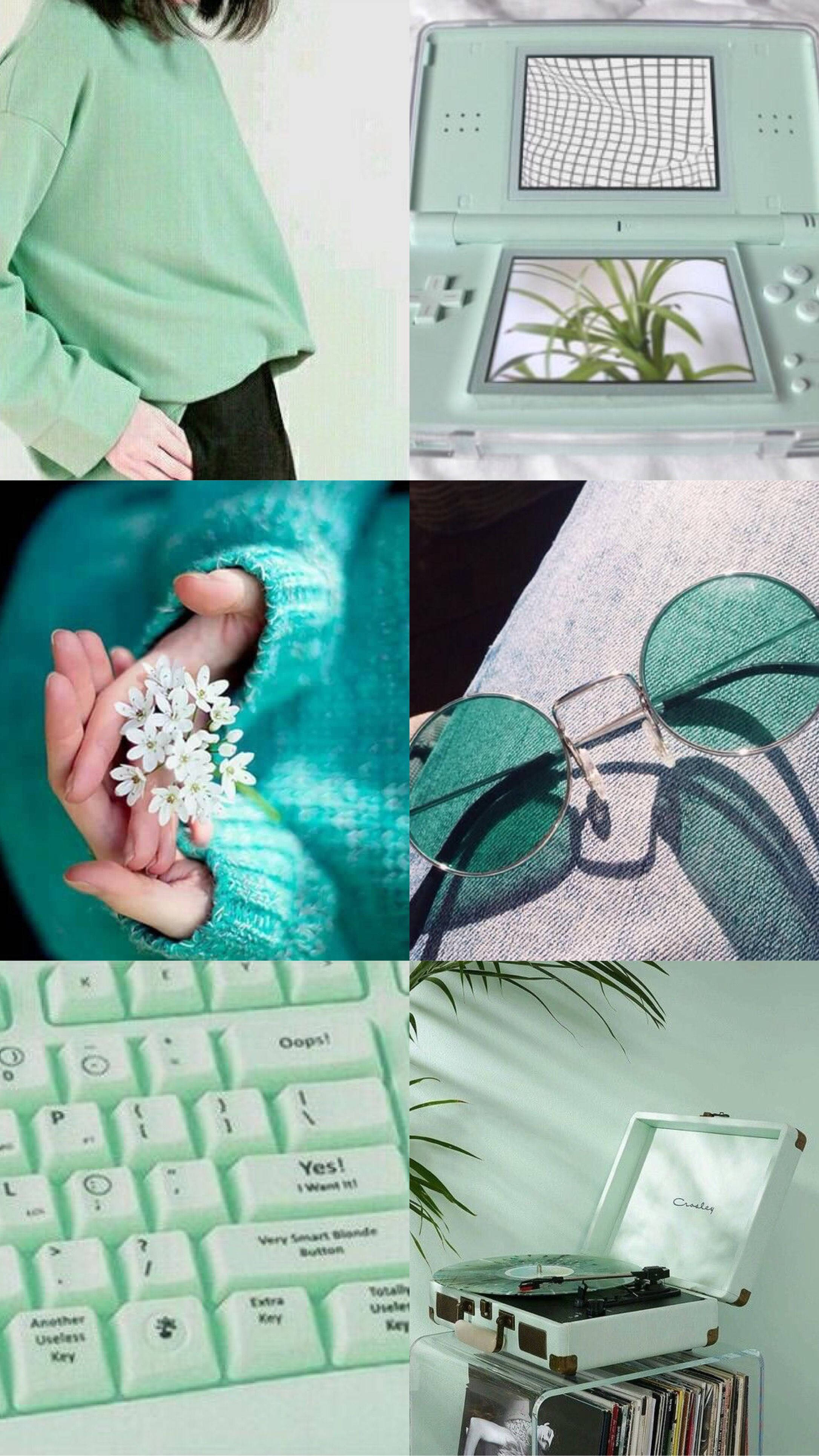 Estética de teclado pastel verde Fondos de pantalla