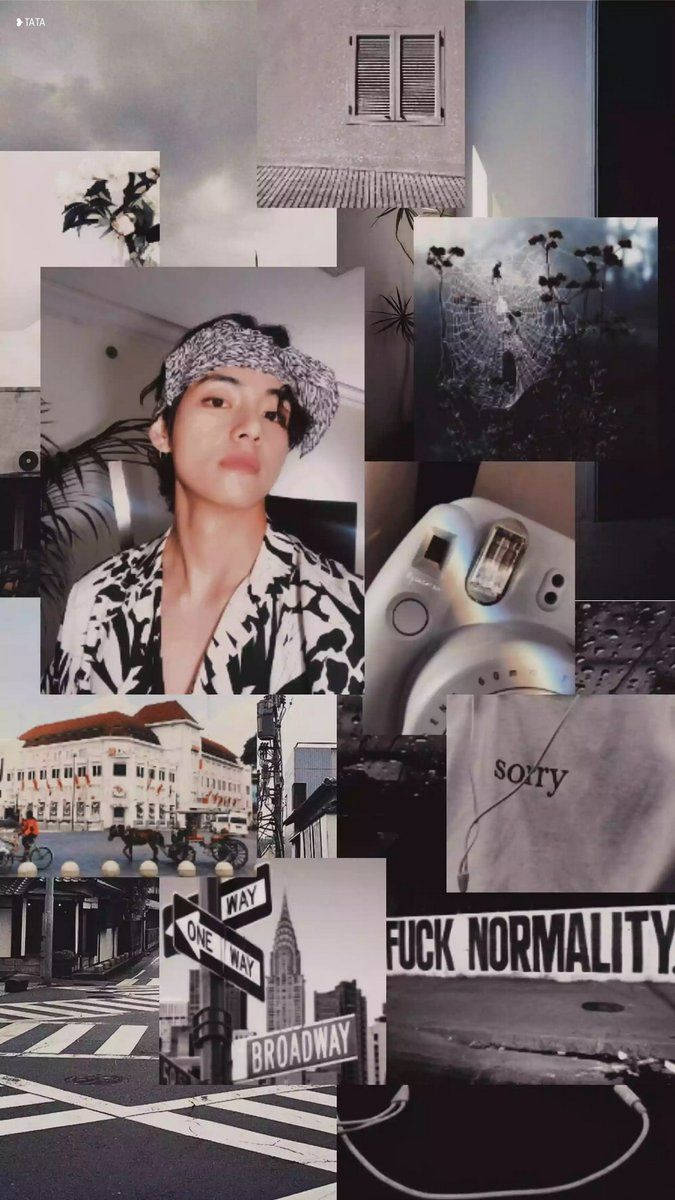 Estética en gris del miembro V de BTS Fondos de pantalla