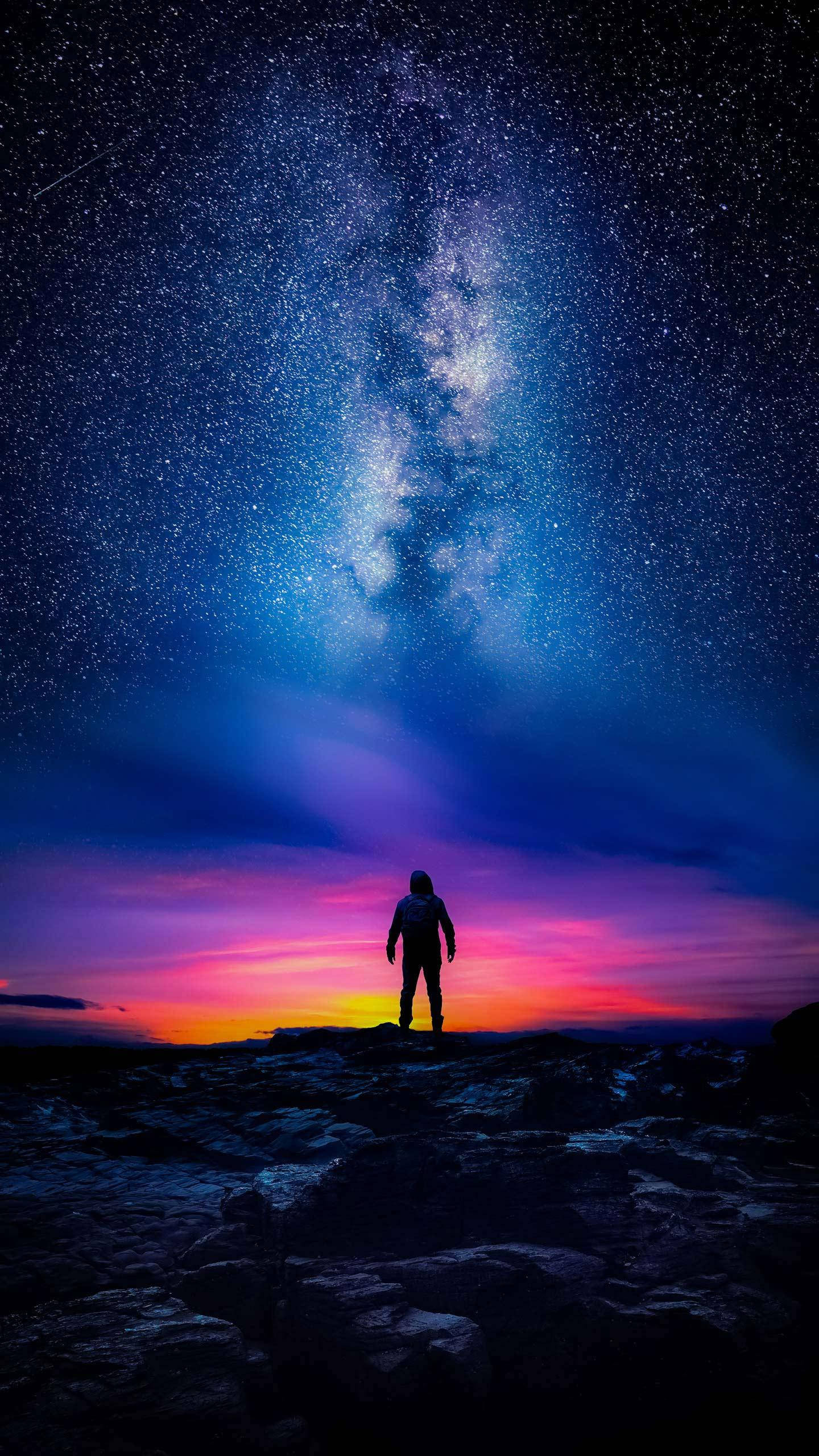 Estética espacial retro wave cielo nocturno Fondos de pantalla