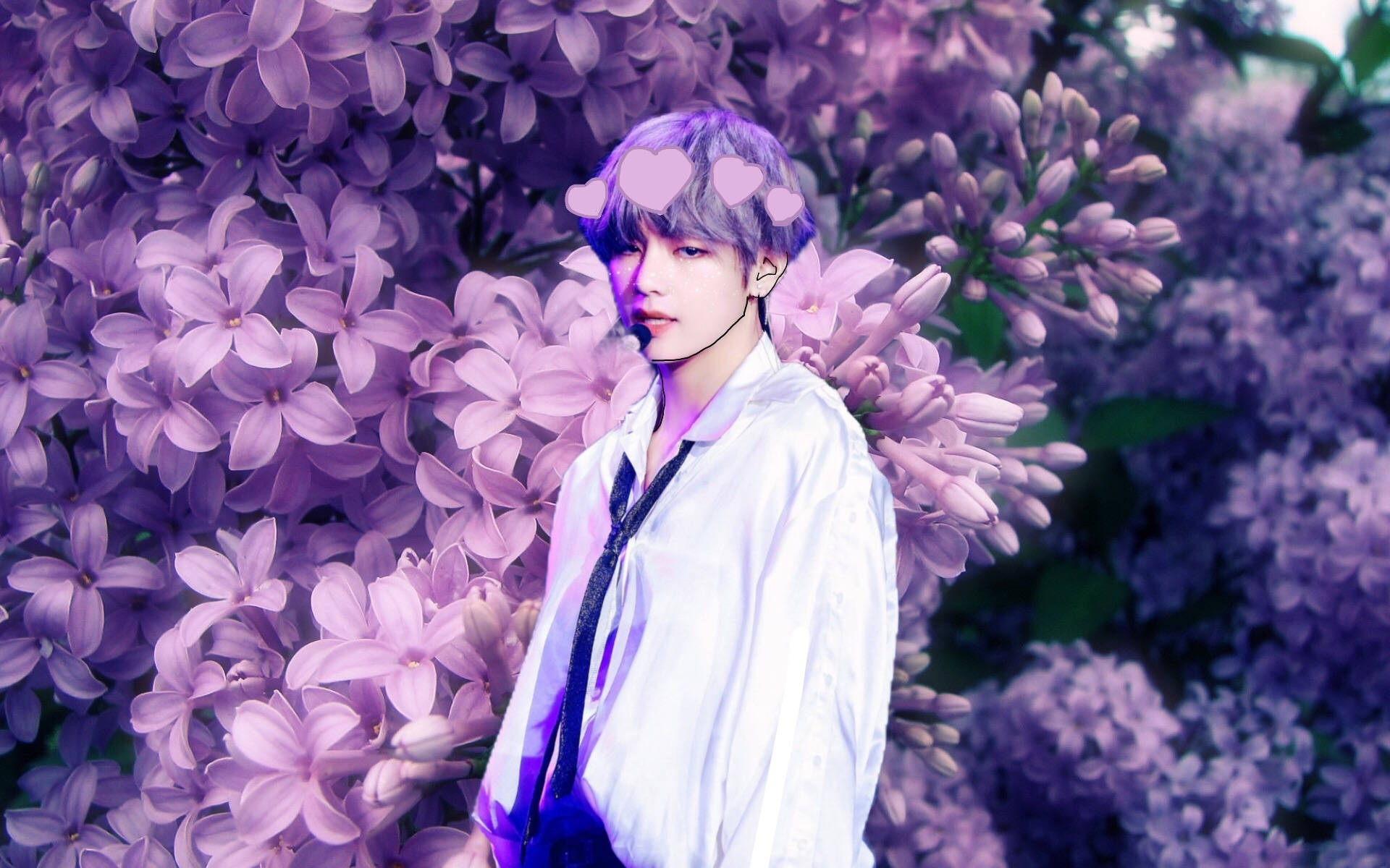 Estética Floral Púrpura de V de BTS Fondos de pantalla