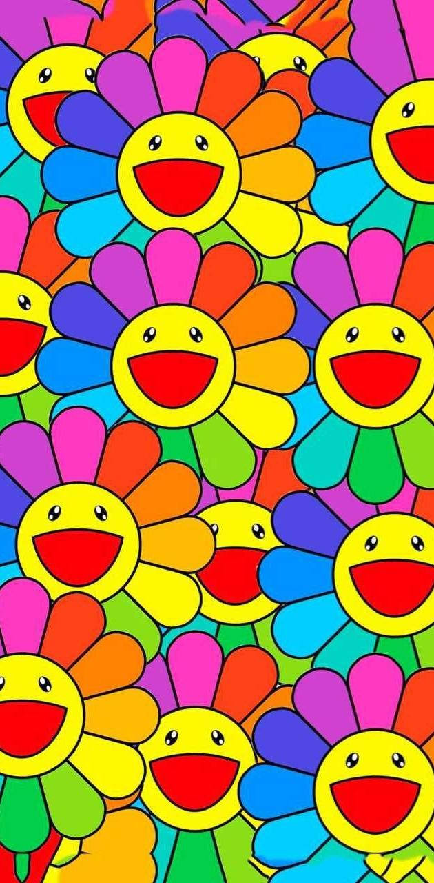 Estética Indie Kid Girasoles con Caritas Sonrientes Fondos de pantalla