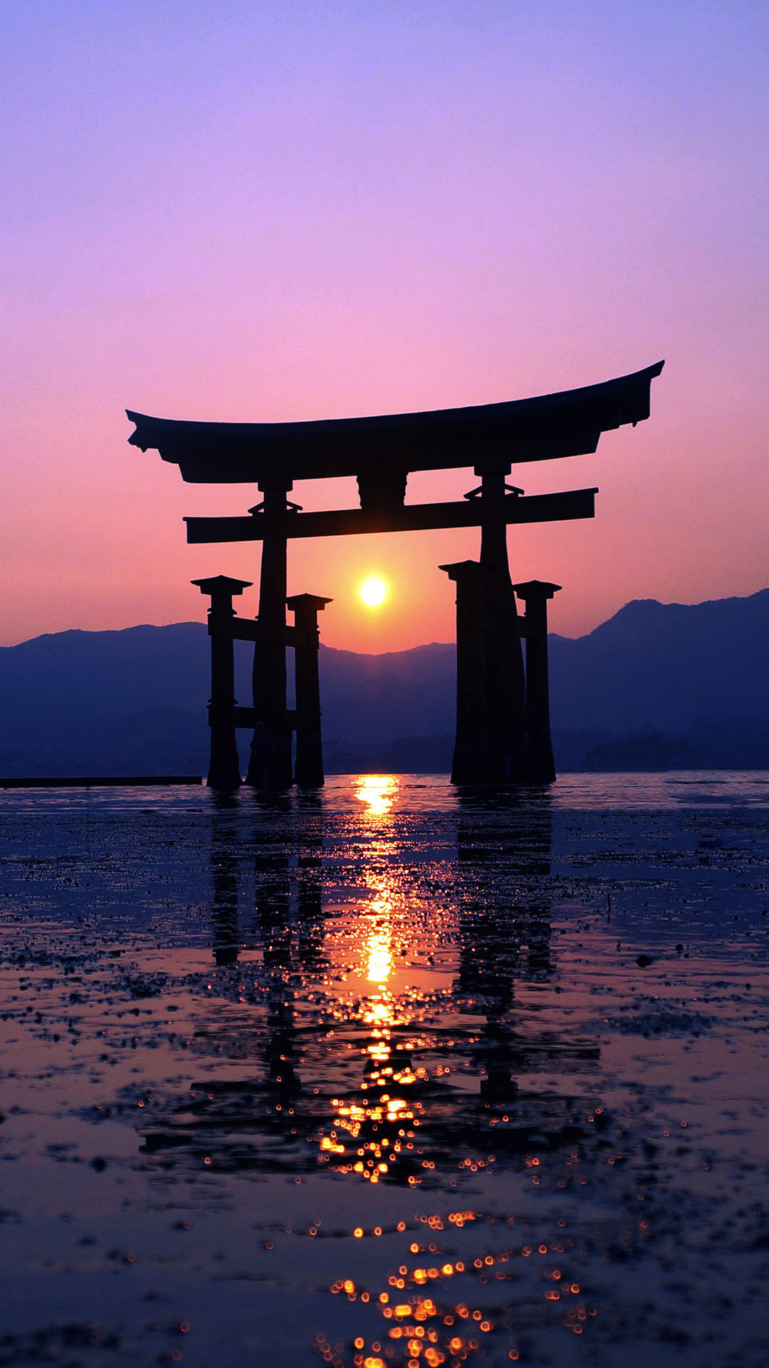 Estética japonesa iPhone Silueta de Torii Fondos de pantalla