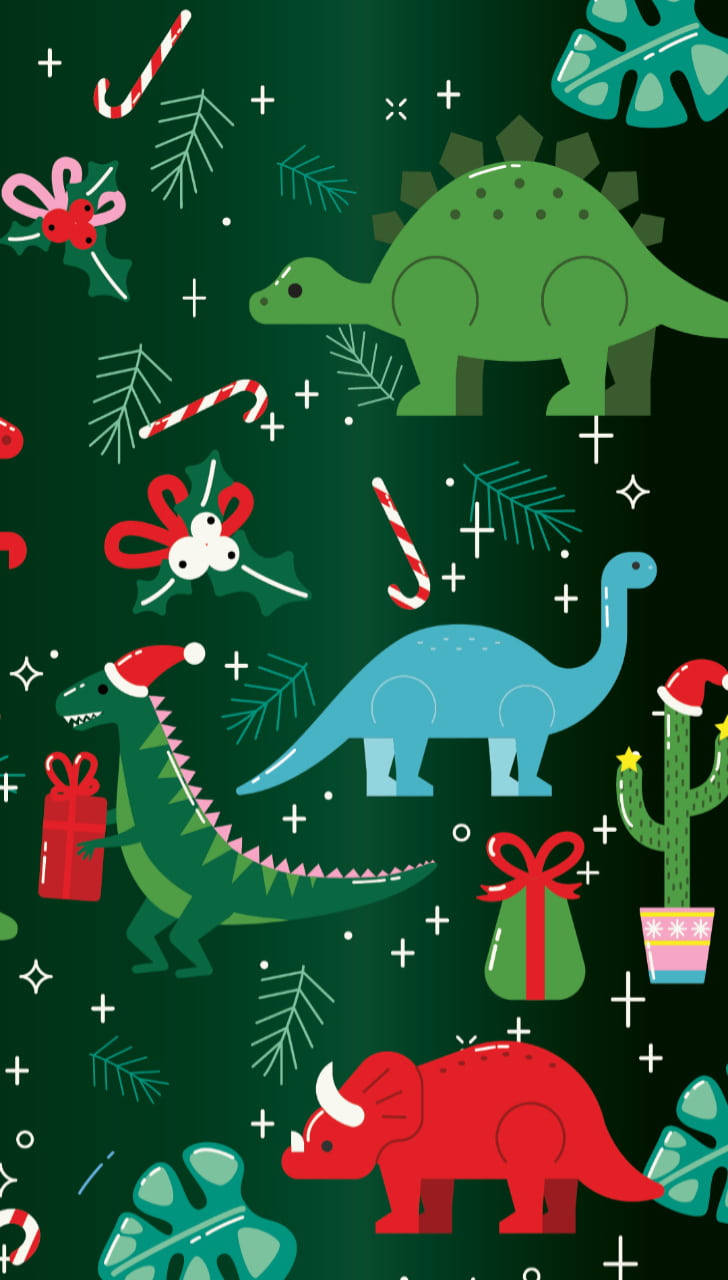 Estética Navideña de Dinosaurio Tierno Fondos de pantalla