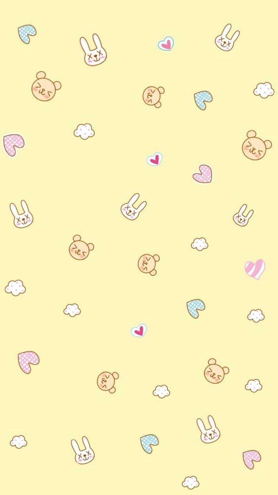 Estética pastel amarilla de oso y conejito Fondos de pantalla