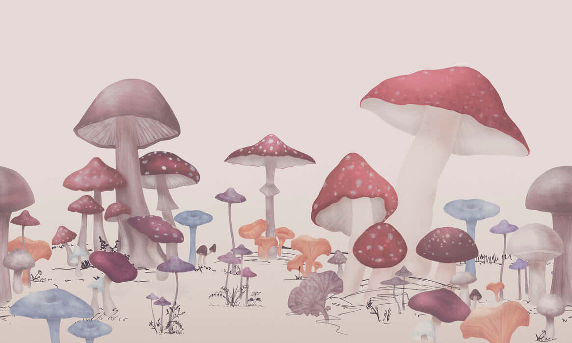 Estética pastel de hongos lindos vintage Fondos de pantalla