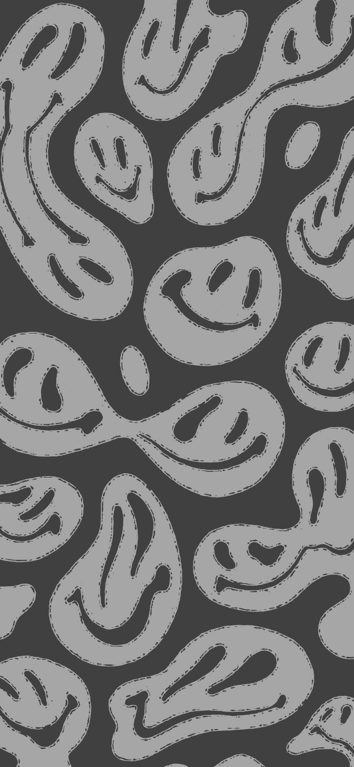 Estética psicodélica de smiley distorsionado en escala de grises Fondos de pantalla