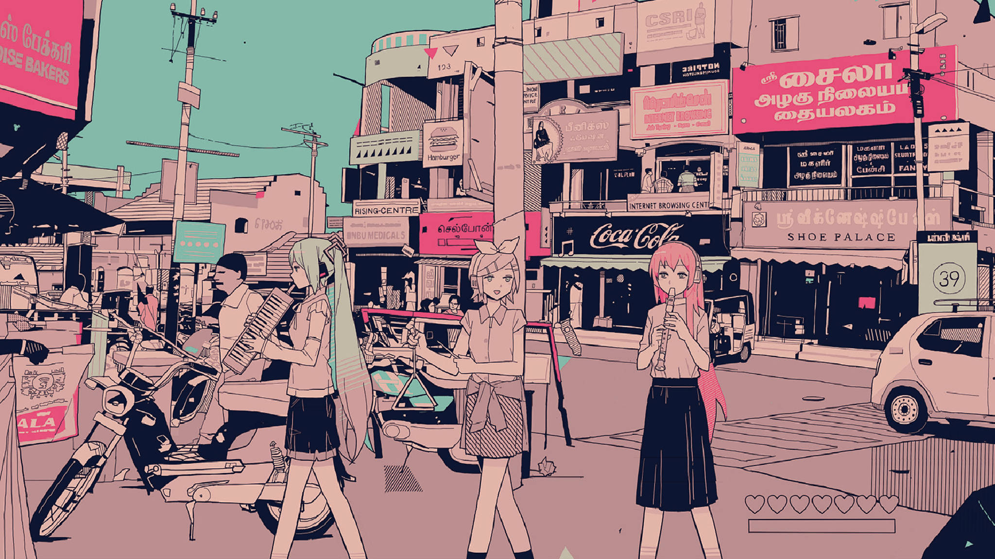Estética rosa anime Vocaloid callejero Fondos de pantalla