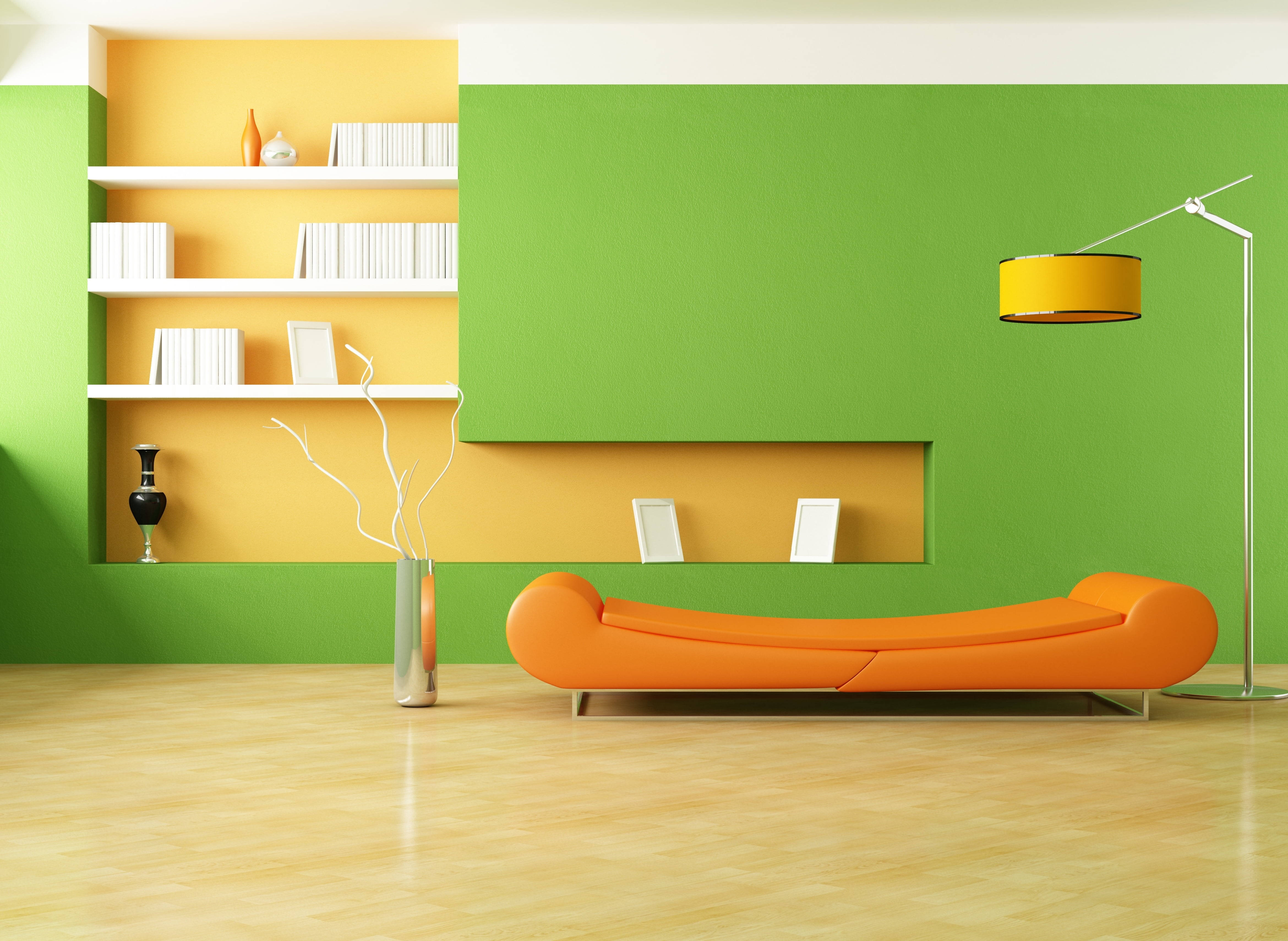 Estética verde refrescante en una sala de estar moderna Fondos de pantalla