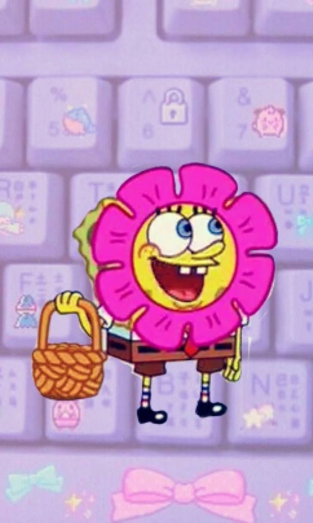 Estética vertical de Bob Esponja con teclado Fondos de pantalla