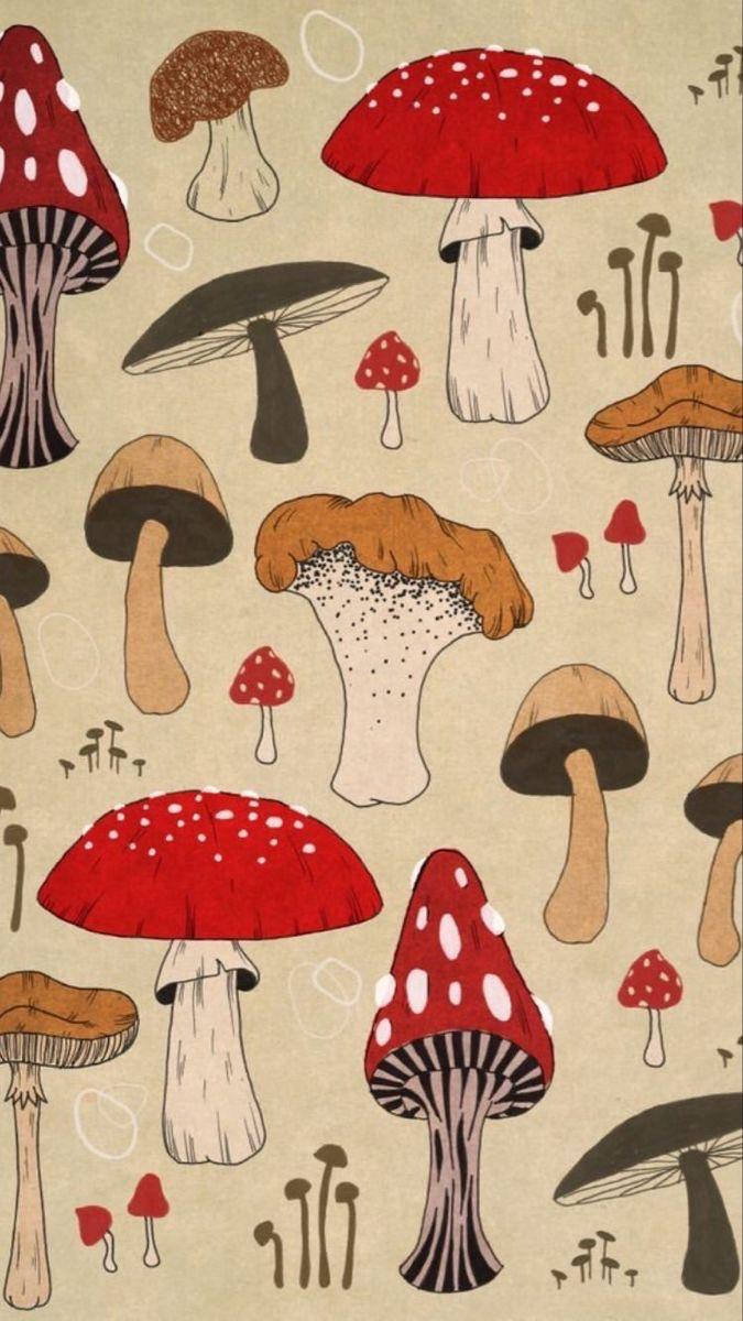 Estética Vintage de Hongos de Dibujos Animados Fondos de pantalla