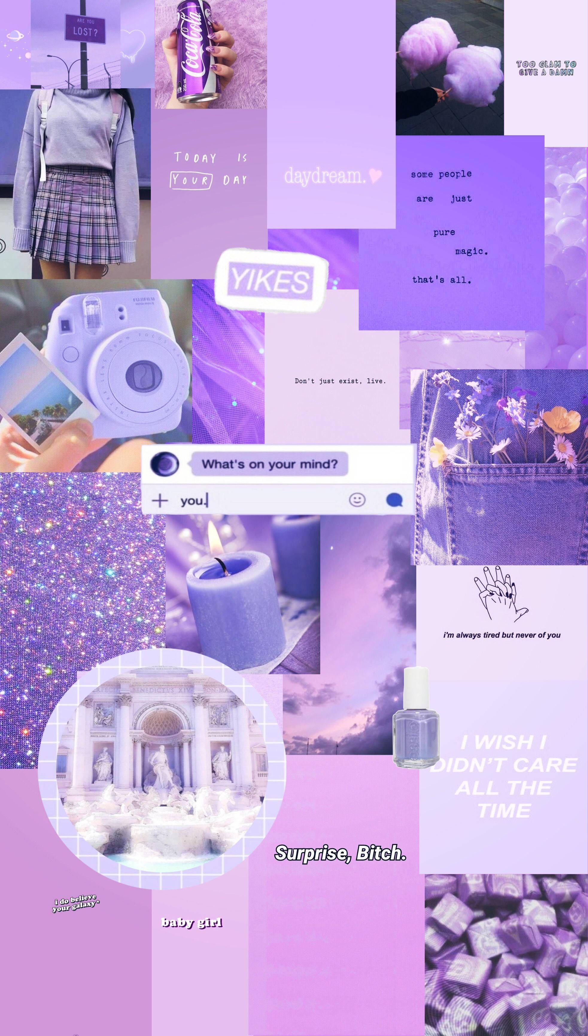 Estilo estético scrapbook en lila claro Fondos de pantalla