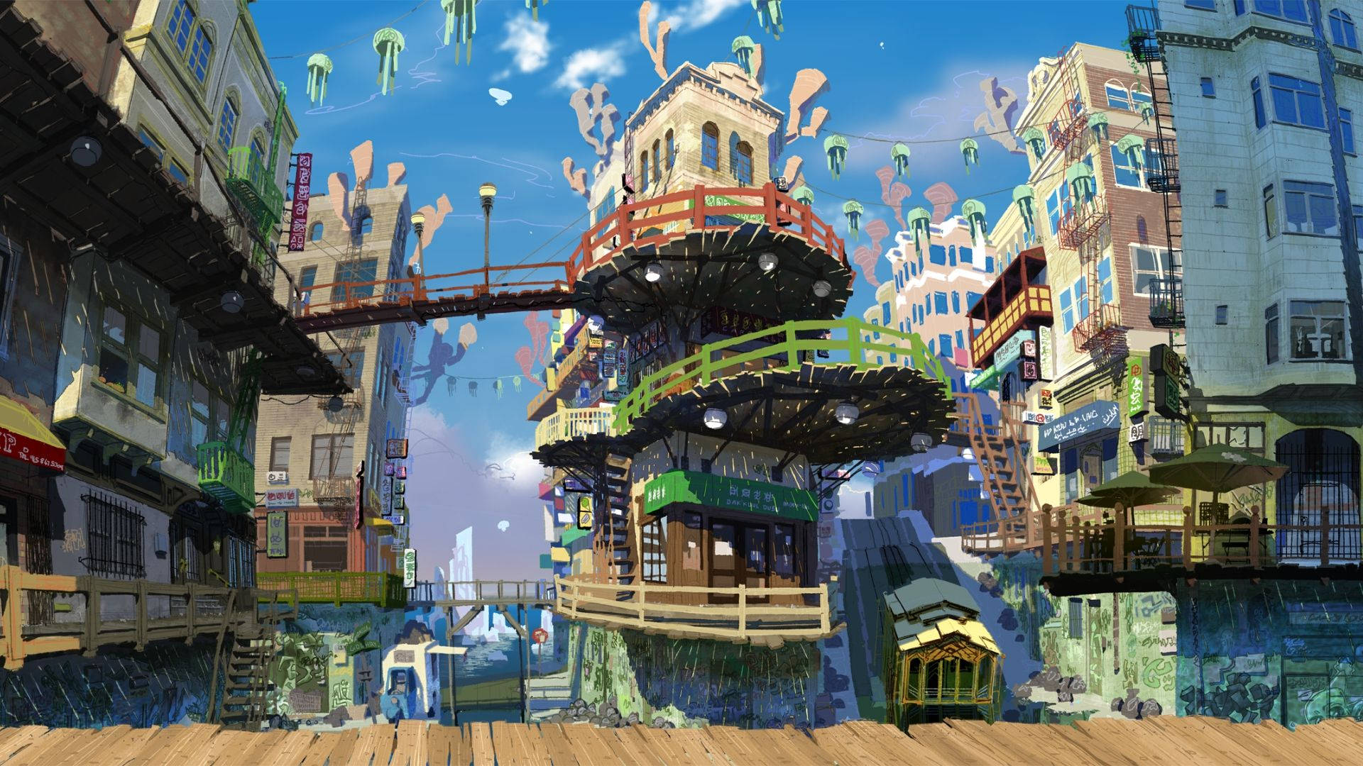 Estructuras geniales de paisaje anime Fondos de pantalla