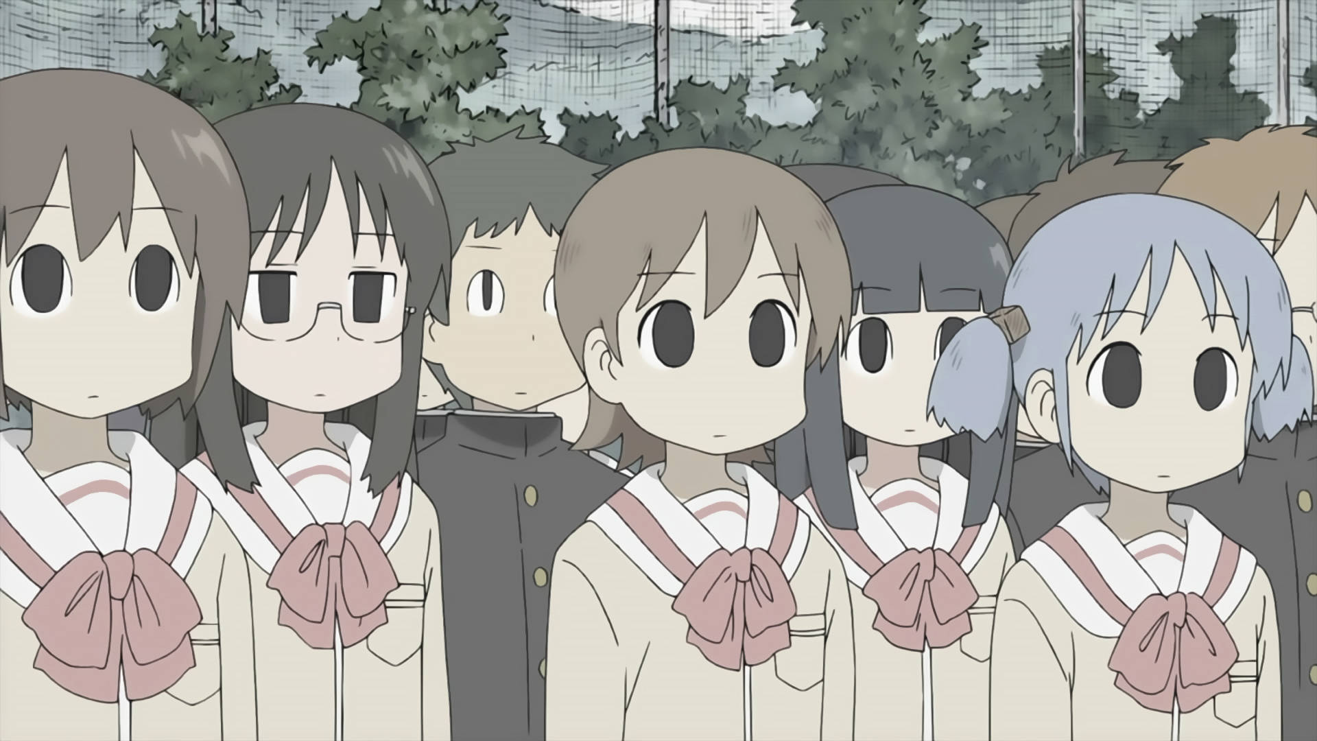 Estudiantes de Nichijou con colores apagados Fondos de pantalla