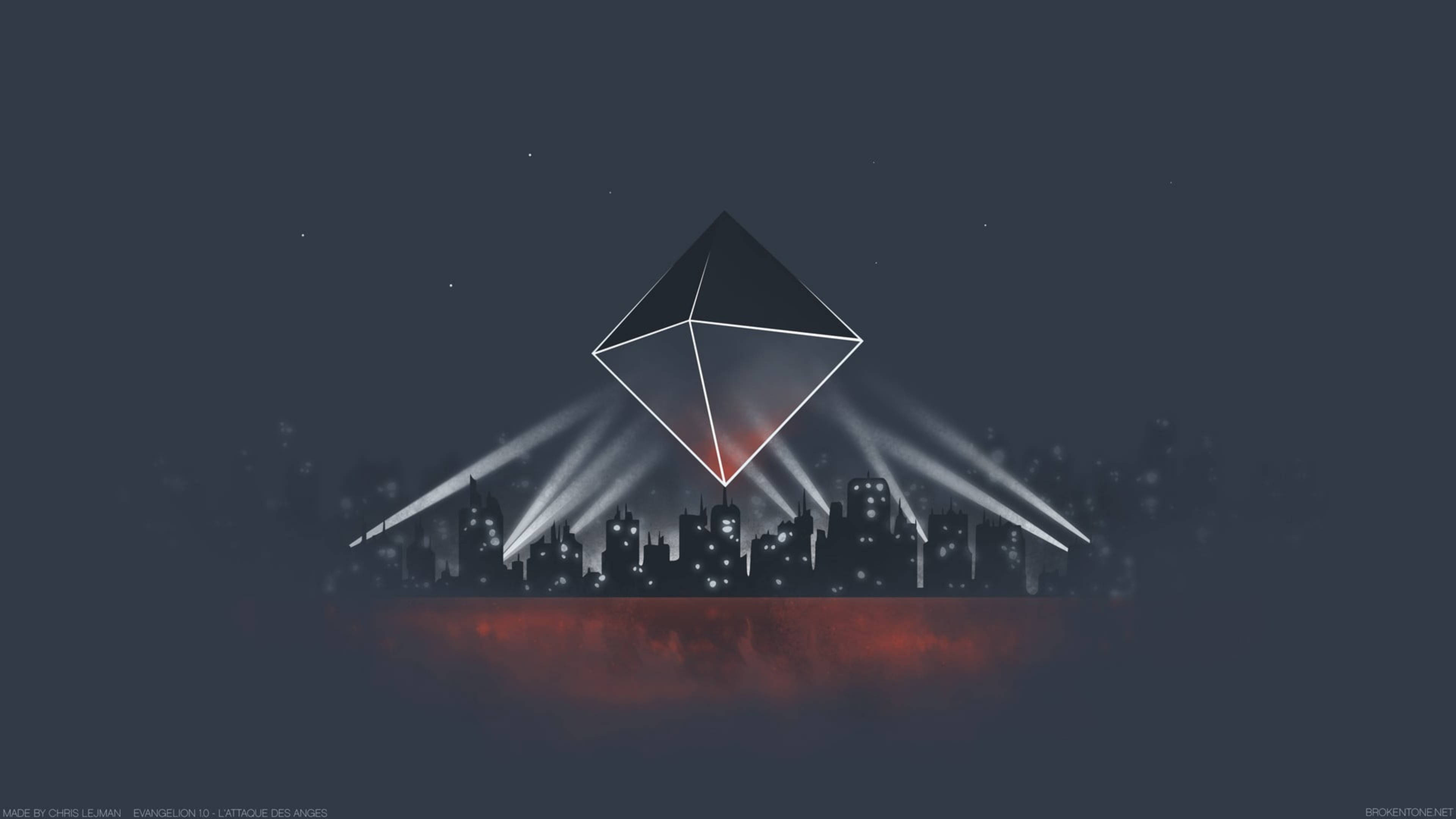 Evangelion 4K Ramiel Sobre la Ciudad Fondos de pantalla