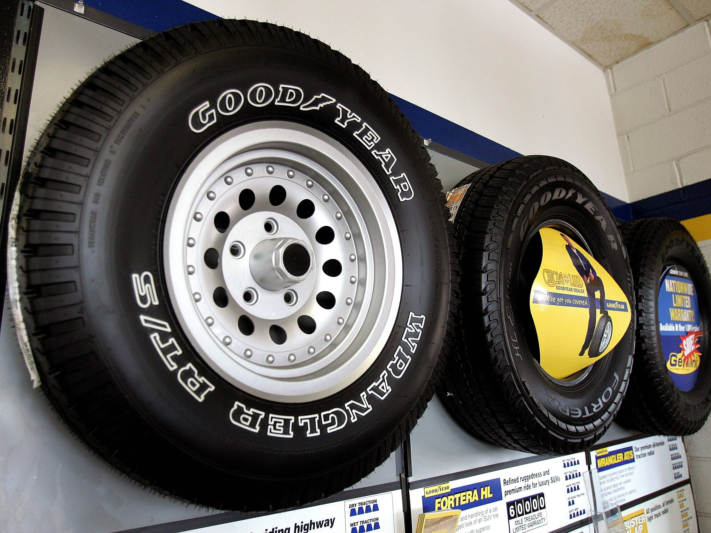 Exhibición colgante de llantas Goodyear Fondos de pantalla