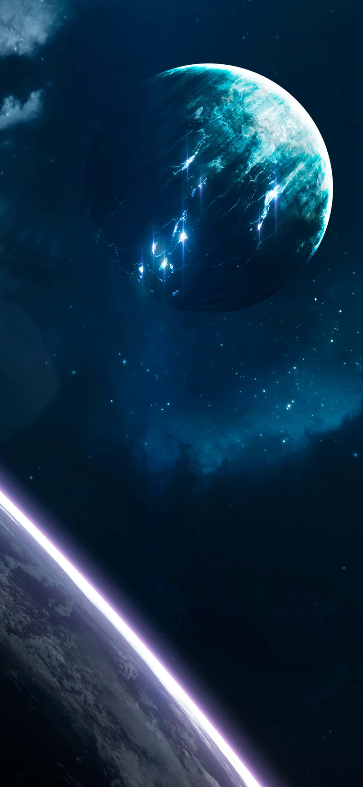 Experimenta la galaxia con el Blue Galaxy iPhone Fondos de pantalla