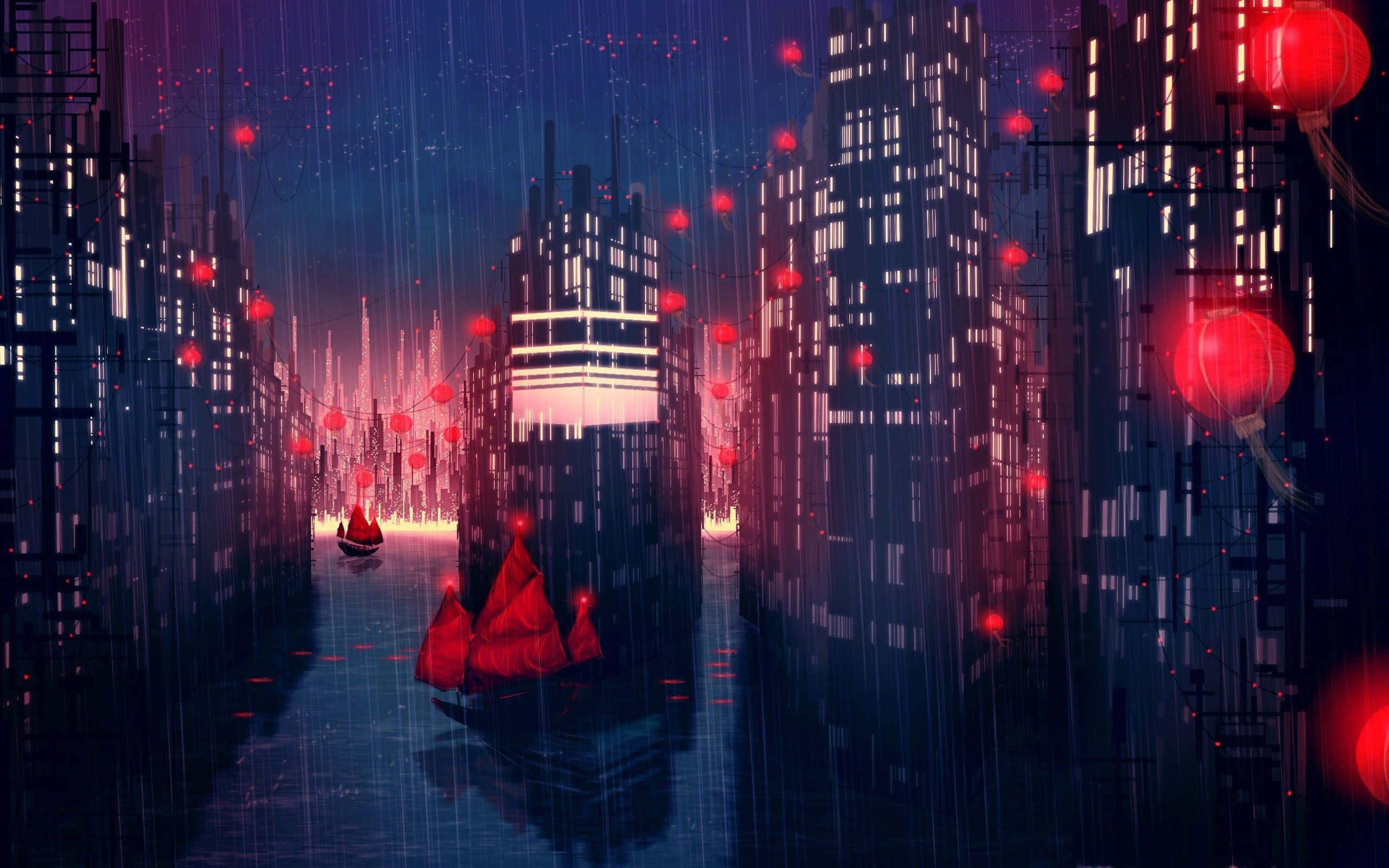 "¡Explora el vibrante mundo de Anime City!" Fondos de pantalla