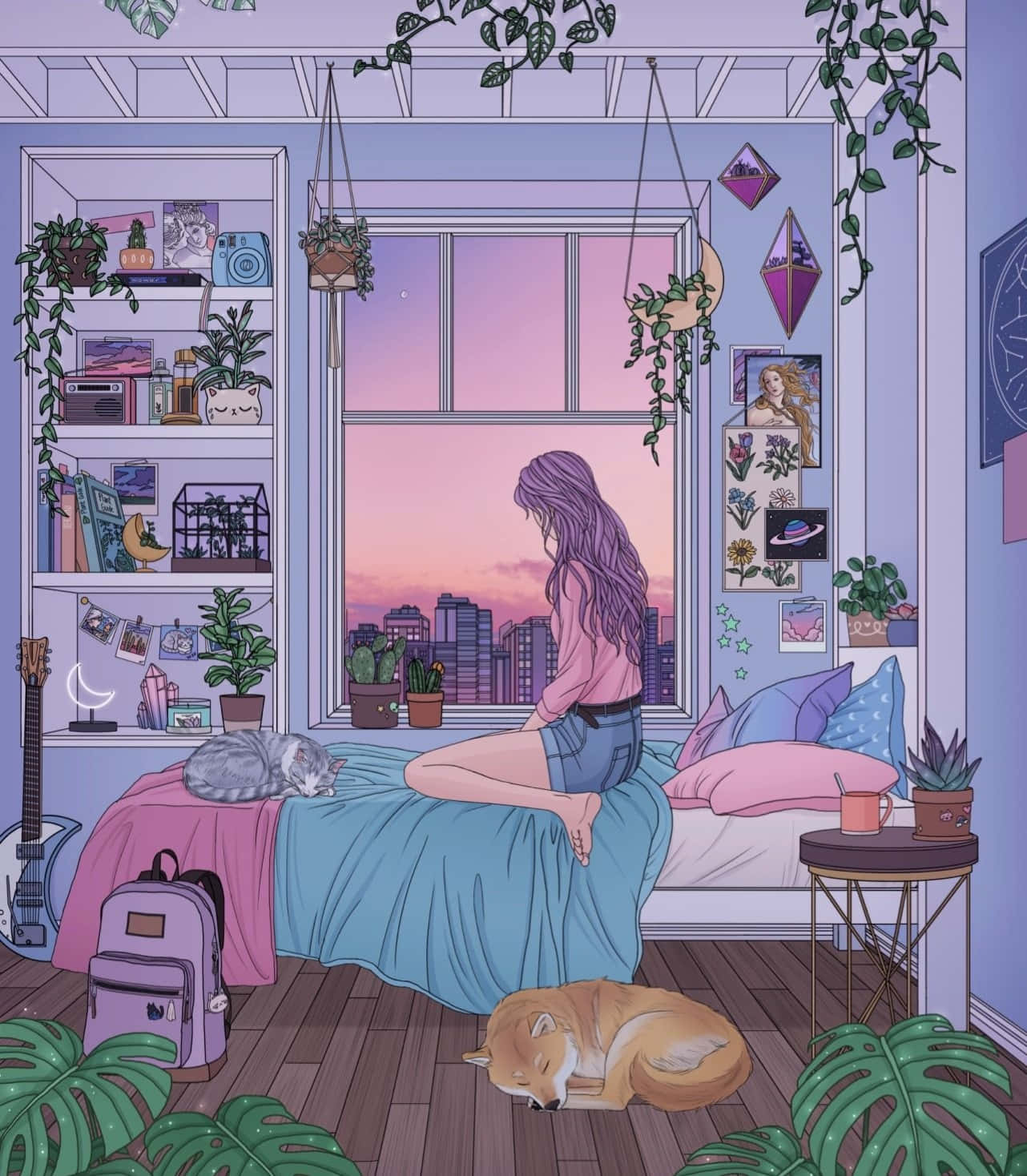 Explora la inmensidad de una habitación anime Fondos de pantalla