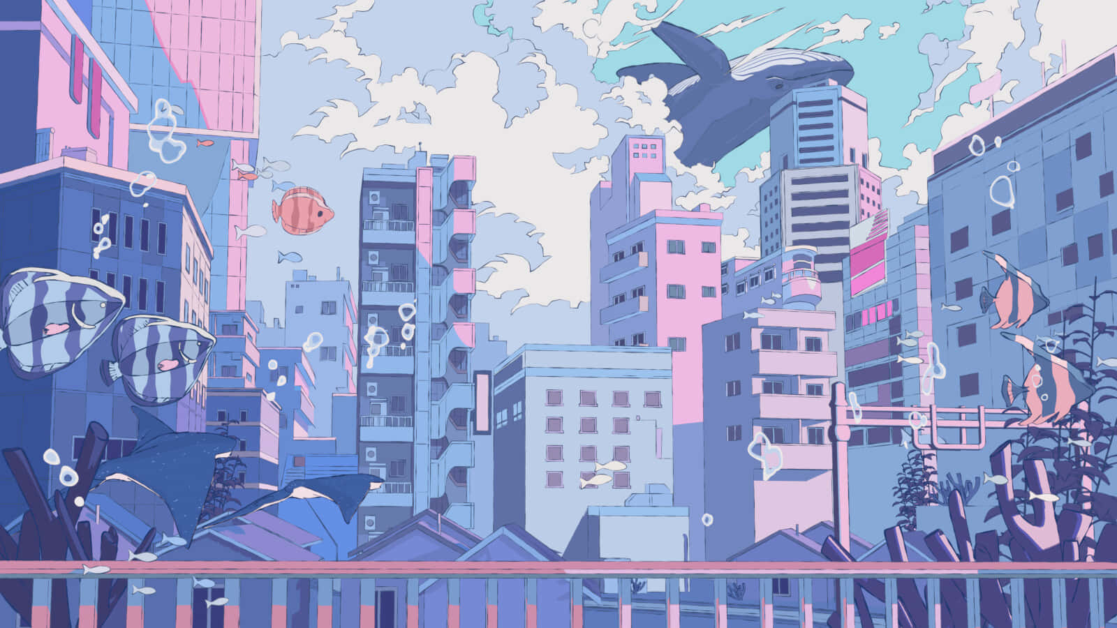Explora la vibrante ciudad de Anime City Fondos de pantalla