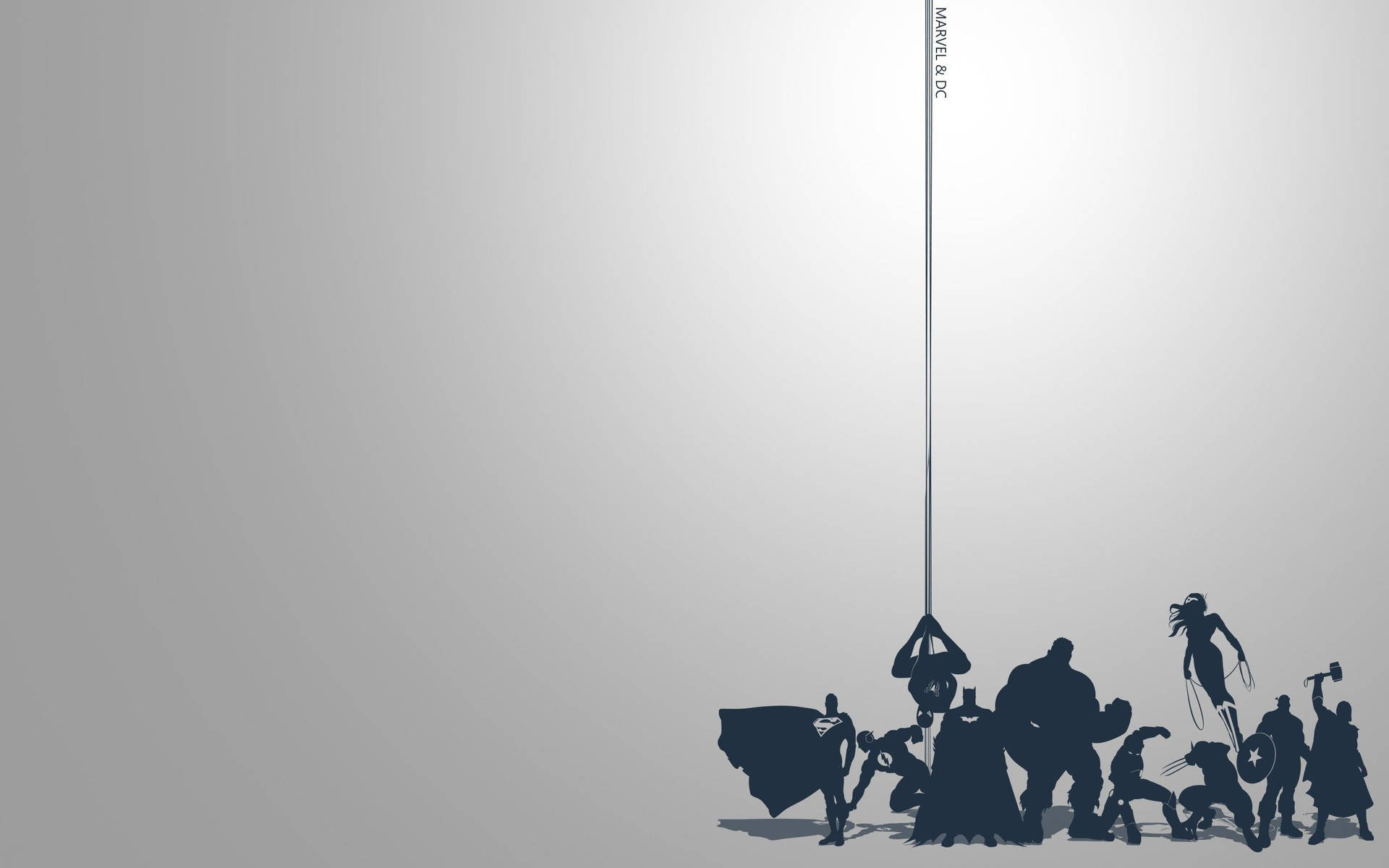 Sombras de superhéroes de Marvel en fondo minimalista.