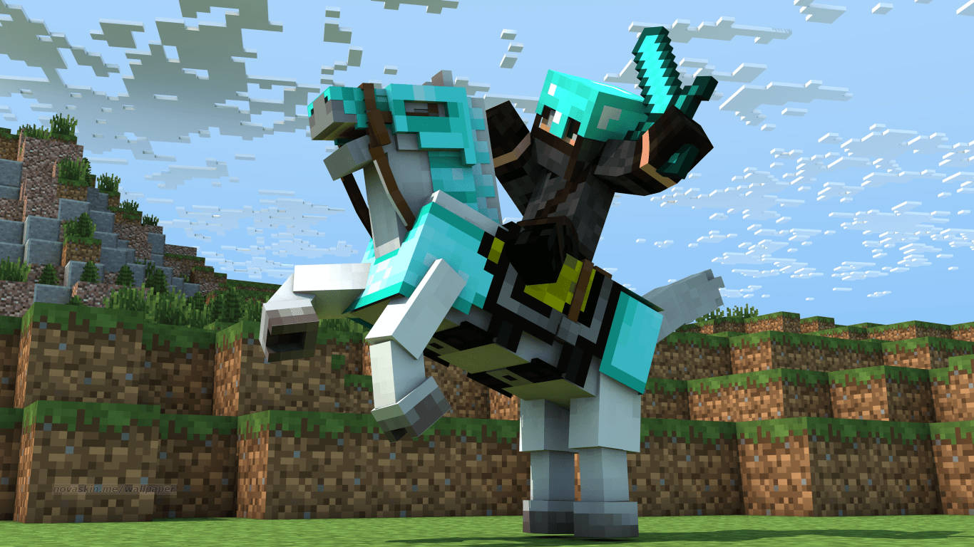 Fondo de pantalla de Minecraft de caballero ninja blindado en 3D