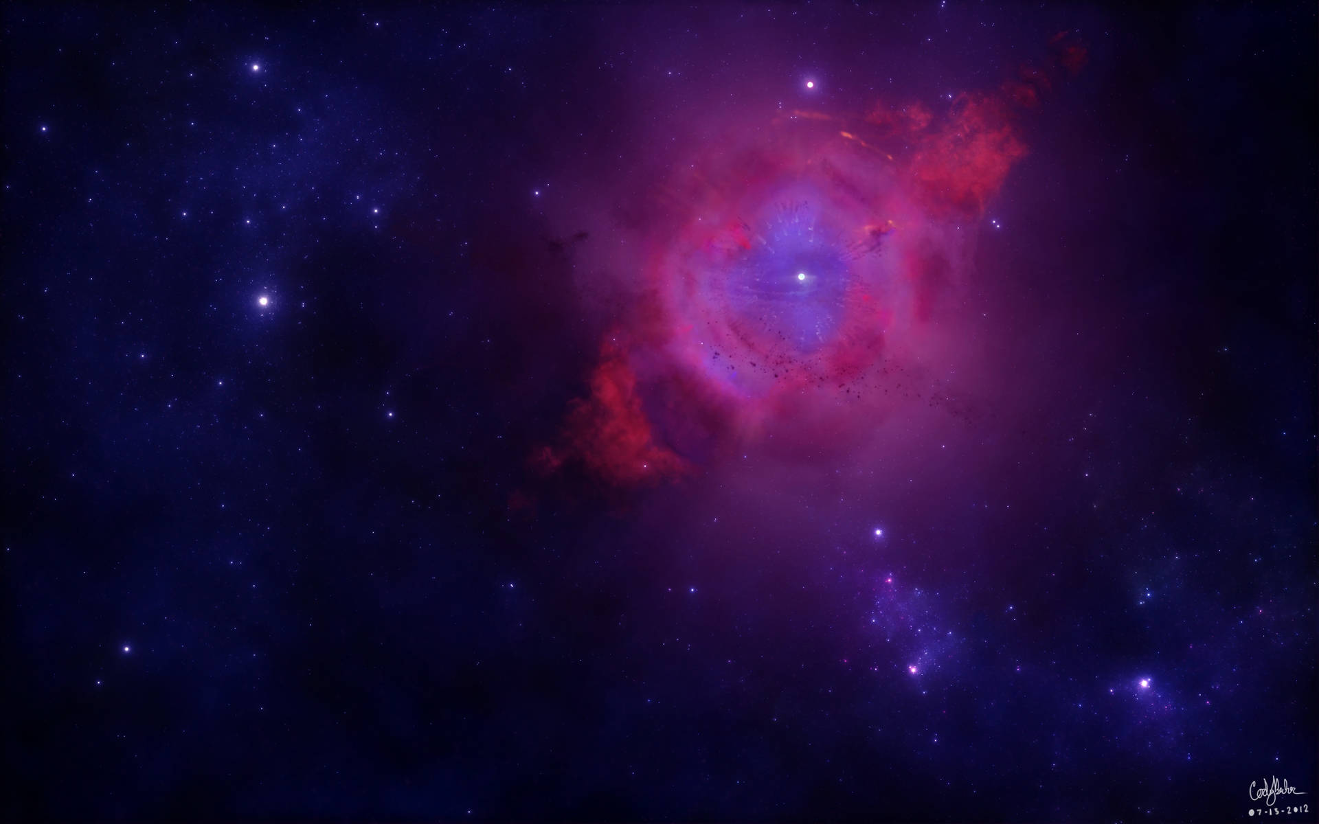 Increíble fondo de pantalla de nebulosa galáctica púrpura, estrellas, polvo cósmico y cuerpo celeste