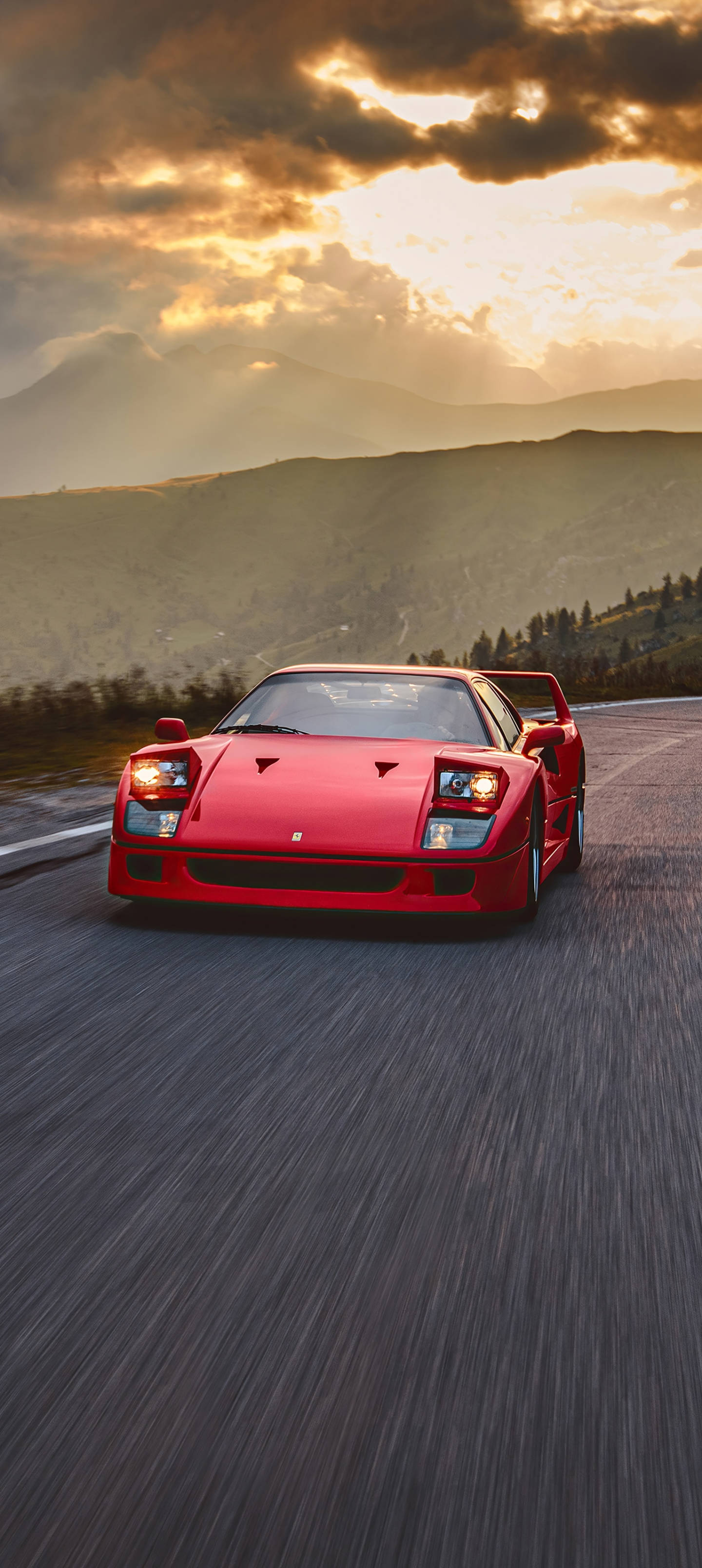 F40 Ferrari Teléfono al Atardecer Fondos de pantalla